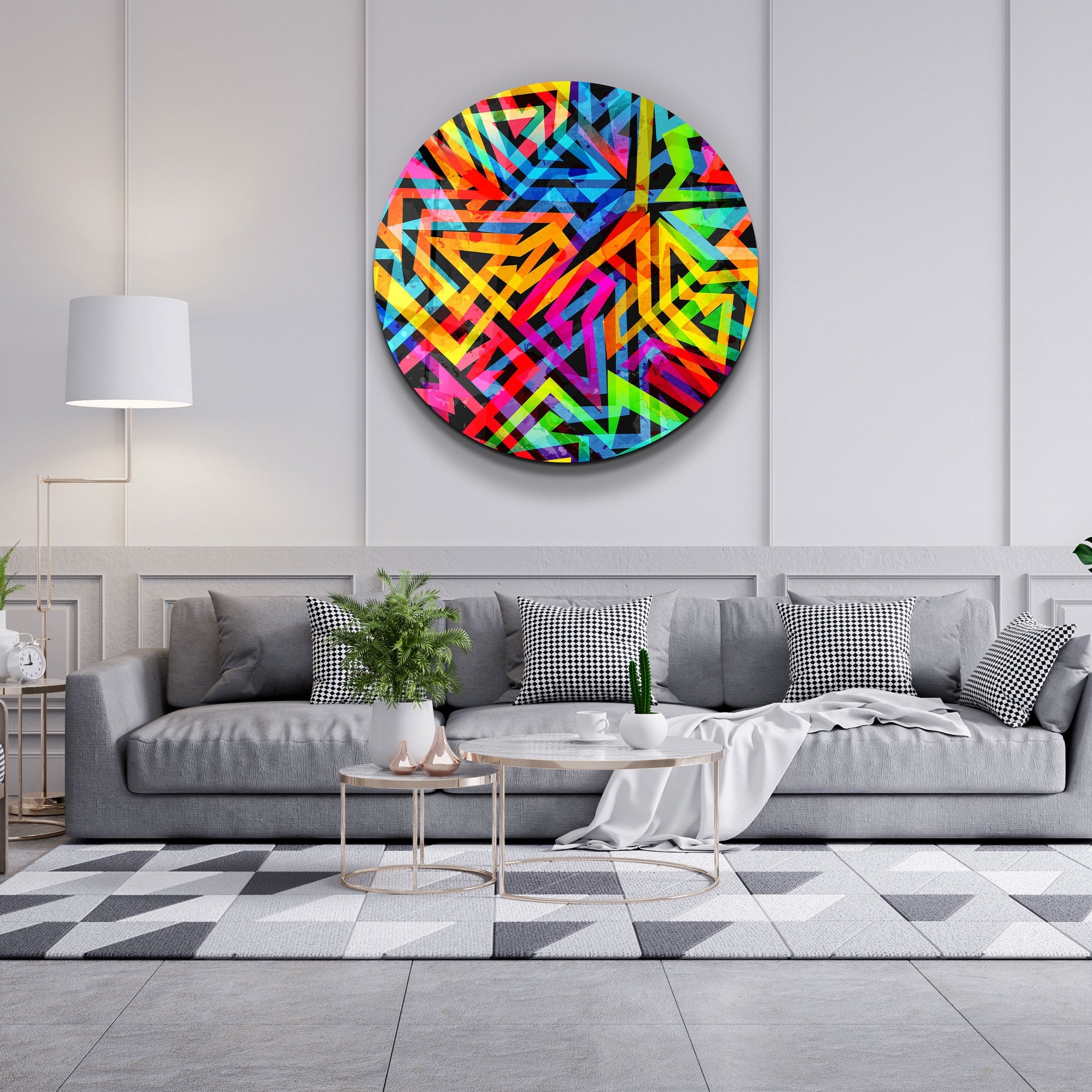 Quadro Decorativo em Vidro Temperado Multicolor 60x60cm - Impressão UV de Alta Qualidade