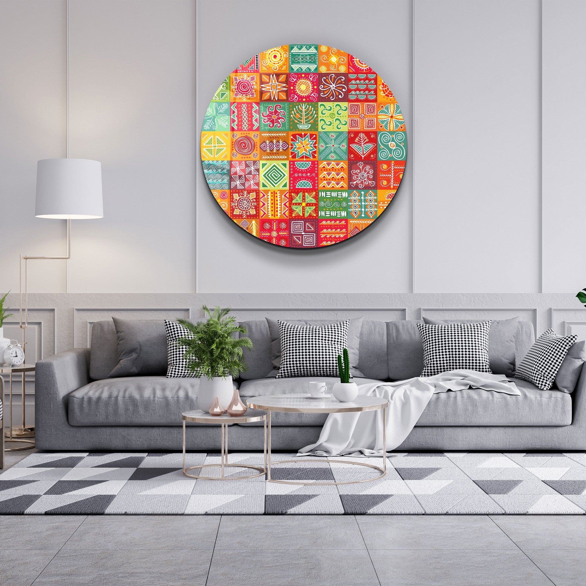 Quadro Decorativo em Vidro Temperado Multicolor 80x80cm - Impressão UV de Alta Qualidade