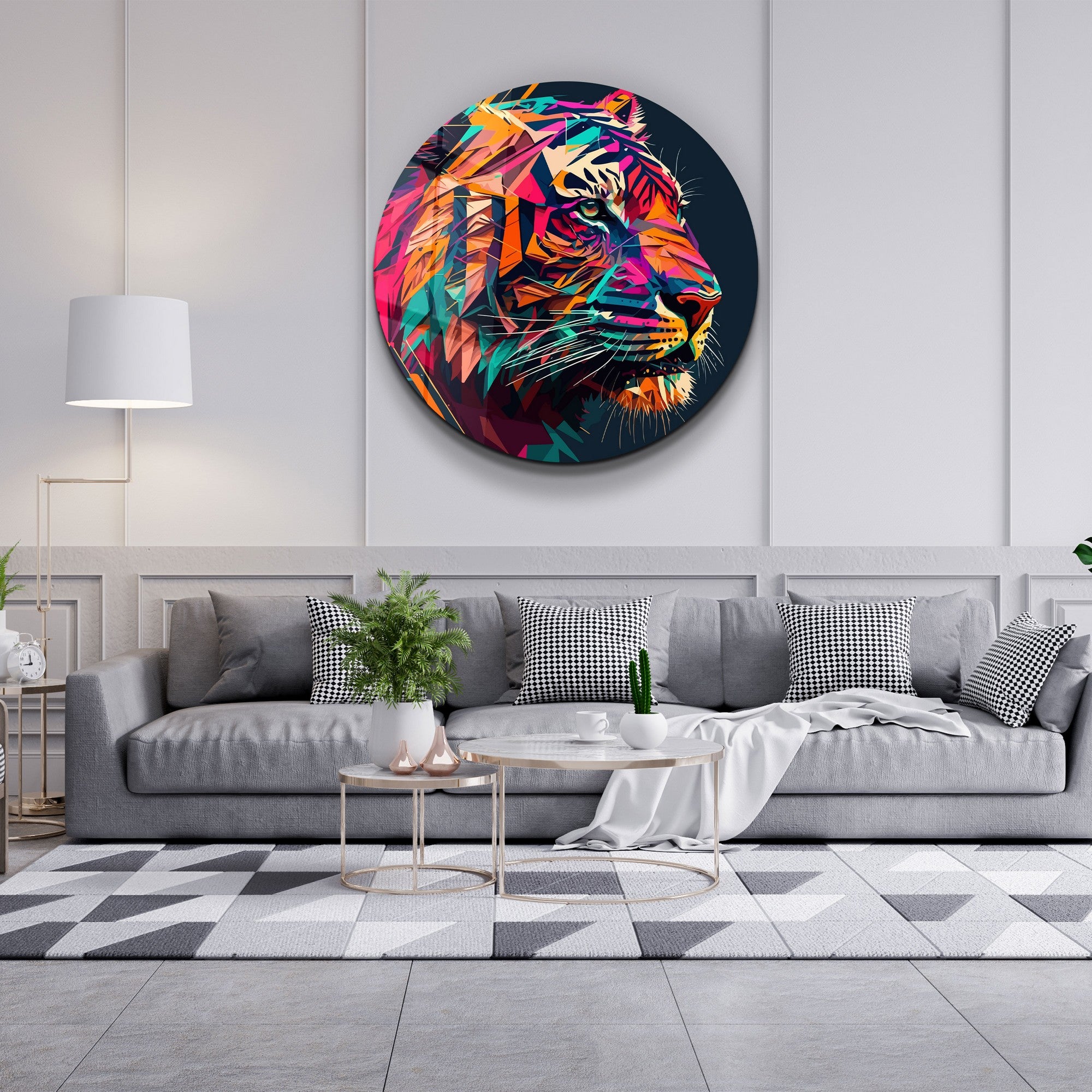 Quadro Decorativo em Vidro Temperado Multicolor 80x80cm - Impressão UV de Alta Qualidade