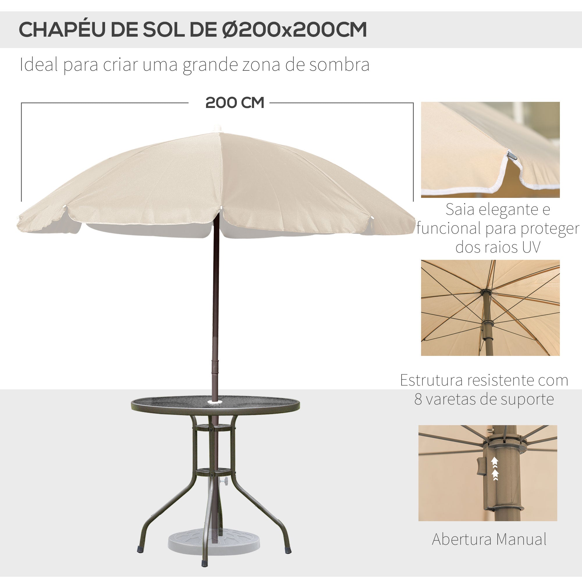 Conjunto de Móveis de Jardim 6 Peças Bege 80x80x69.5 cm