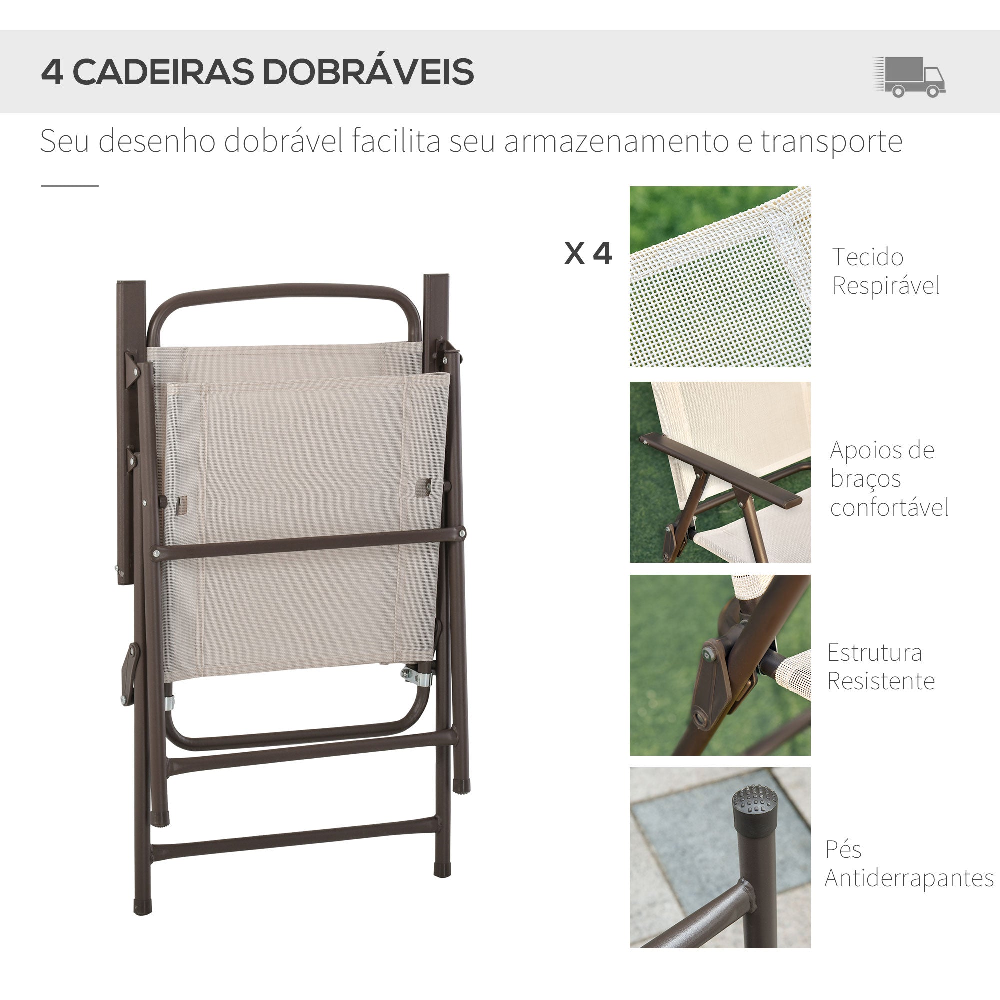 Conjunto de Móveis de Jardim 6 Peças Bege 80x80x69.5 cm