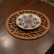 Conjunto de Bases de Pratos de madeira (4 peças)-Coral-Noz