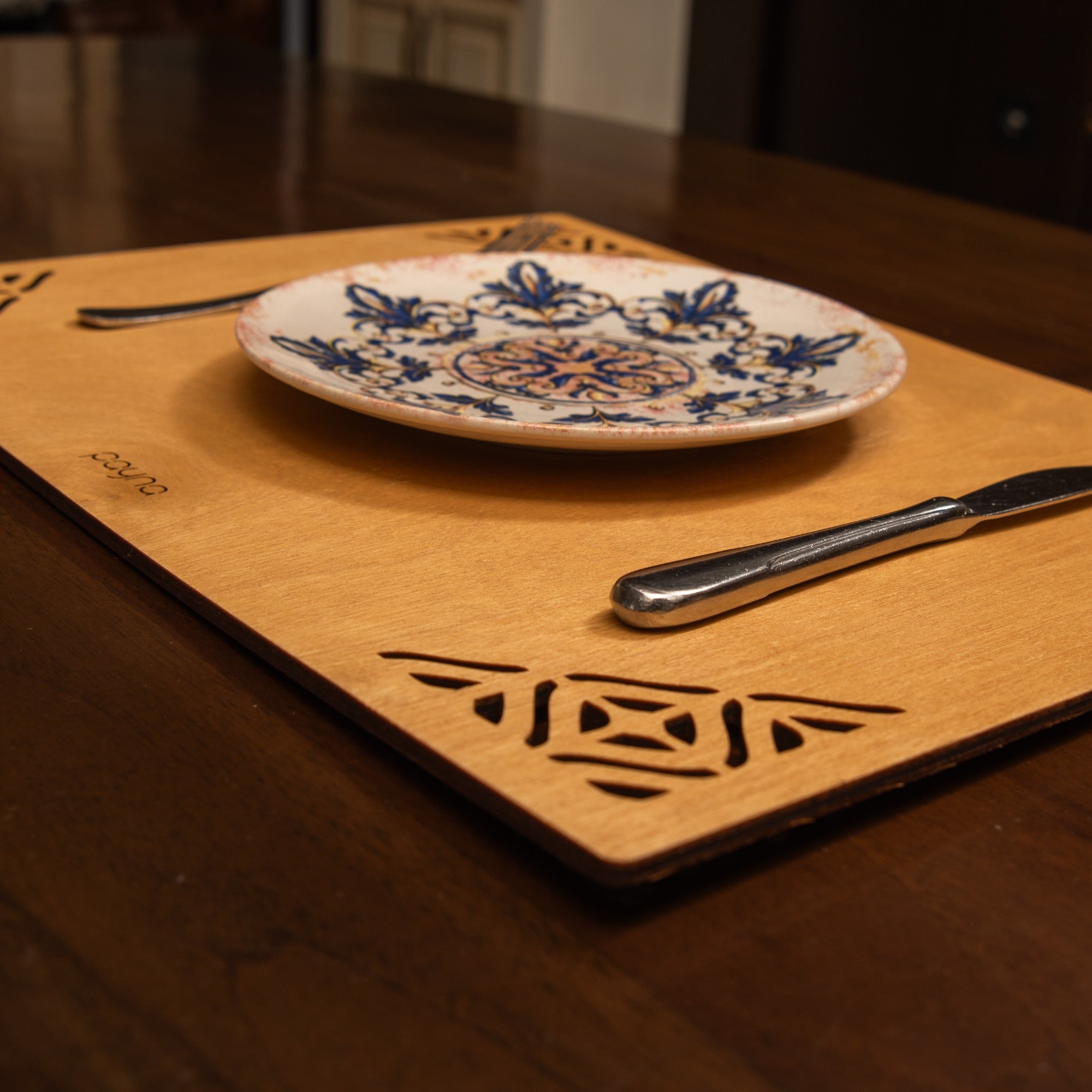 Conjunto de Bases de Pratos de madeira (4 peças)-Corpat-Mel