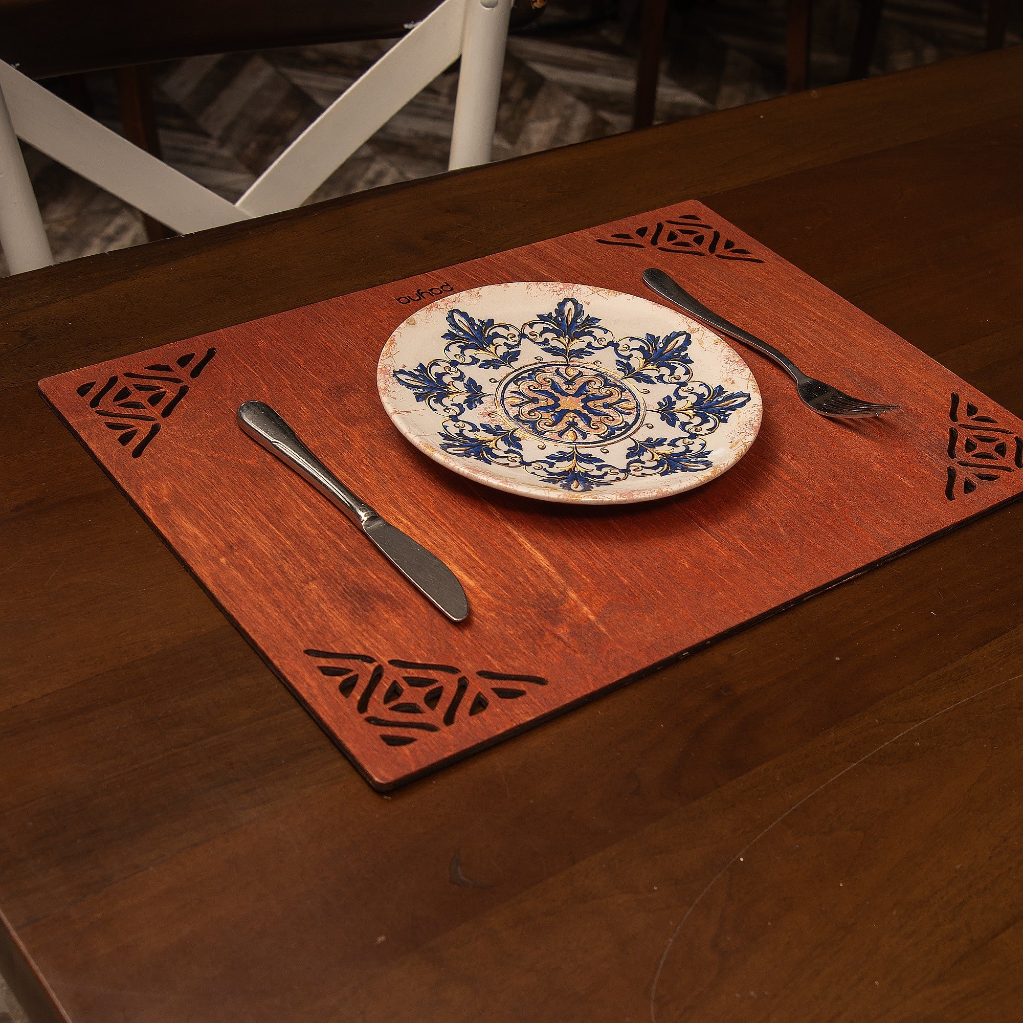 Conjunto de Bases de Pratos de madeira (4 peças)-Corpat-Rosa
