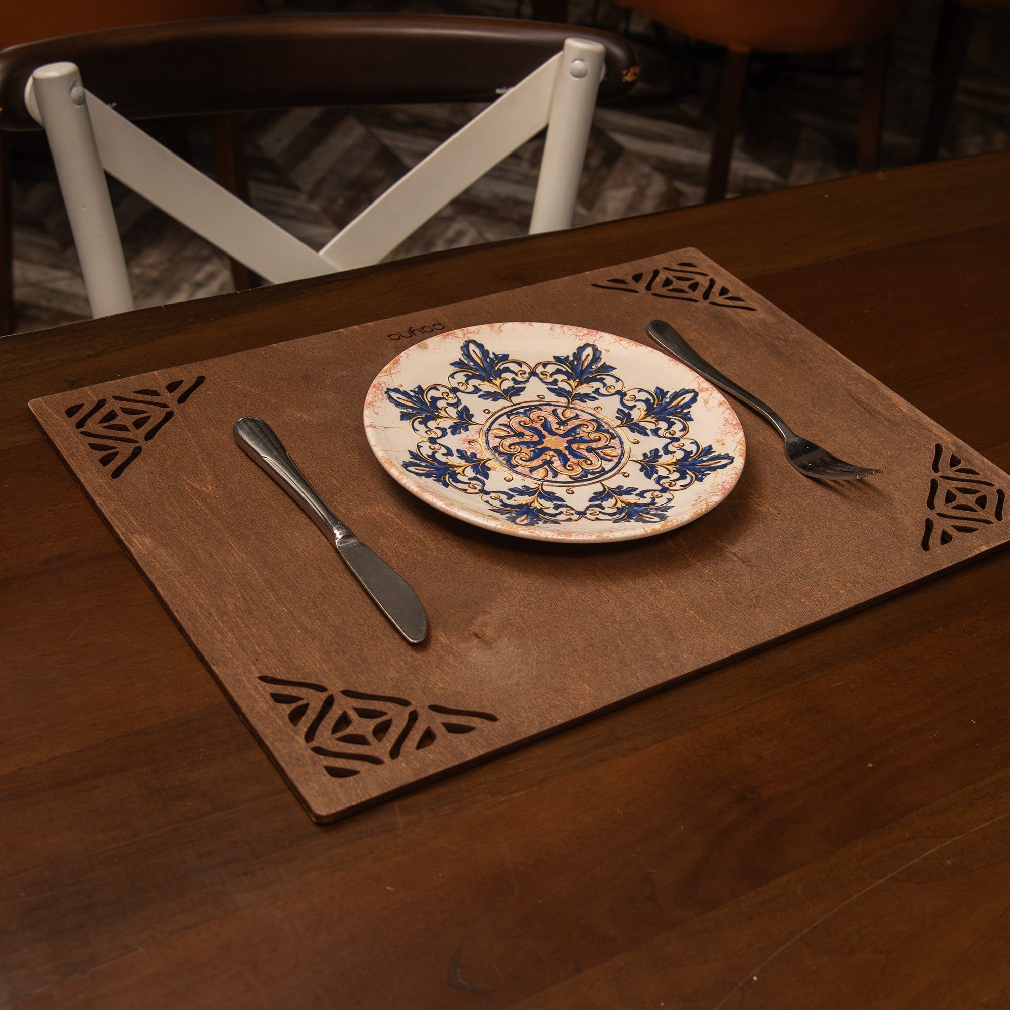 Conjunto de Bases de Pratos de madeira (4 peças)-Corpat-Wengué