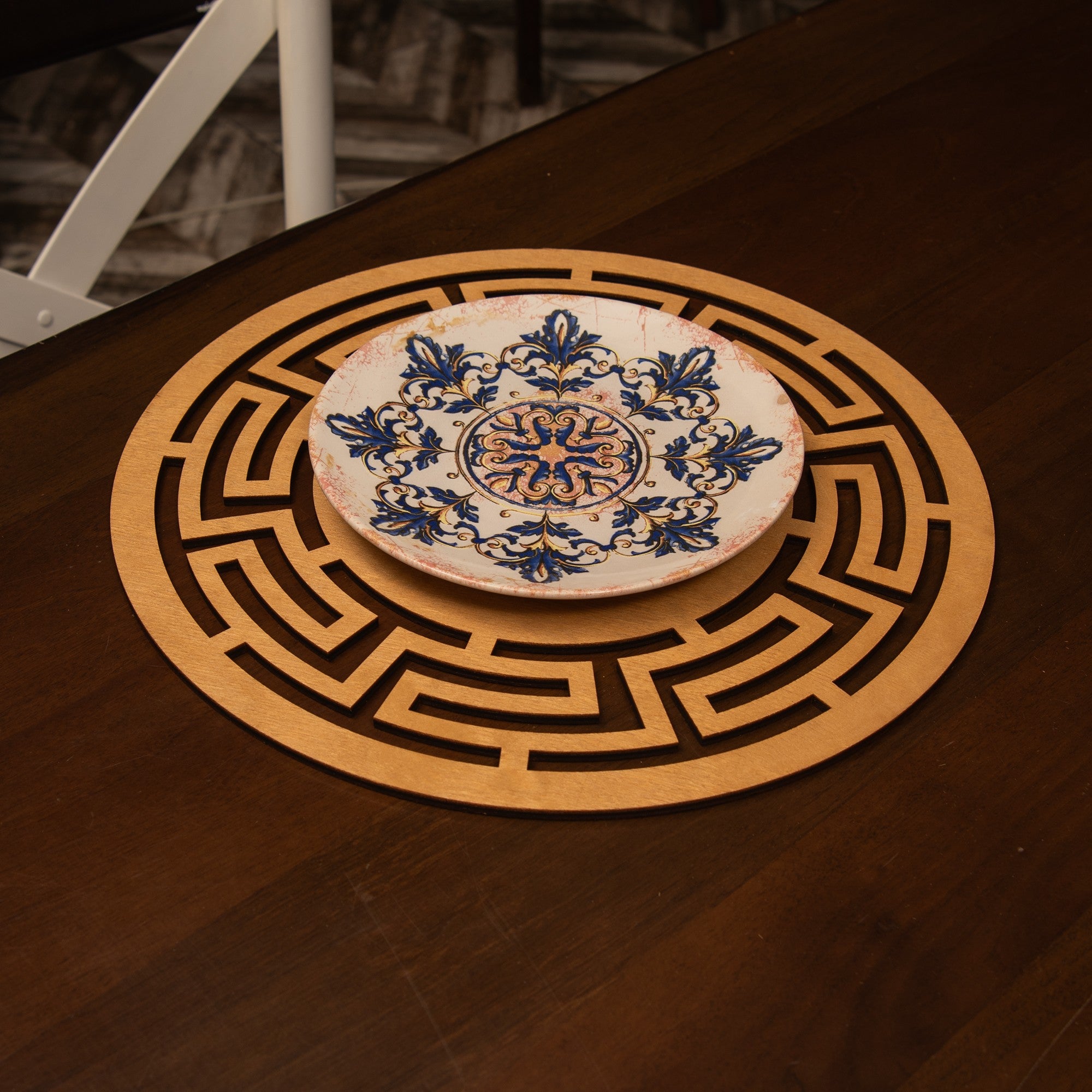 Conjunto de Bases de Pratos de madeira (4 peças)-Labyrinth-Mel