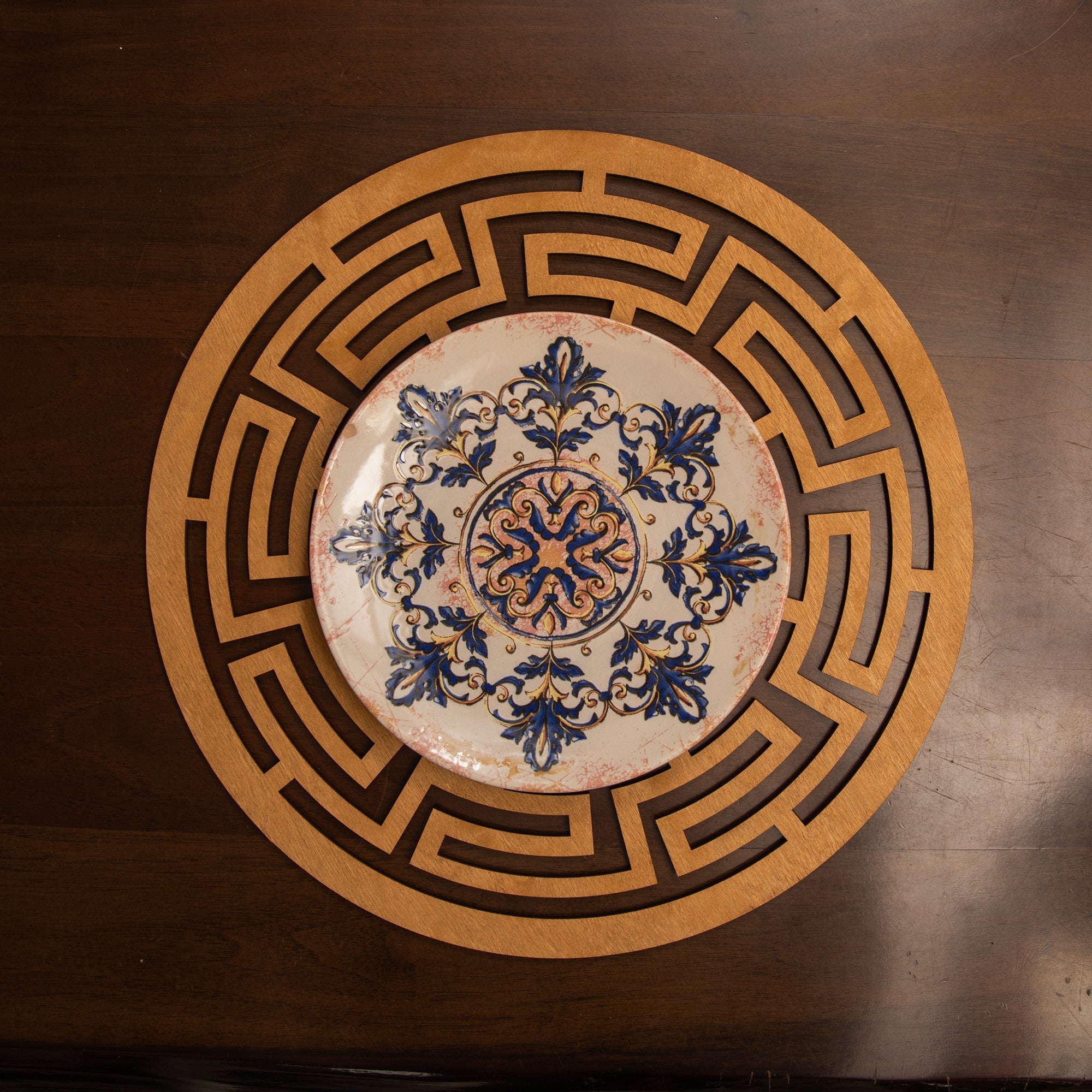 Conjunto de Bases de Pratos de madeira (4 peças)-Labyrinth-Mel