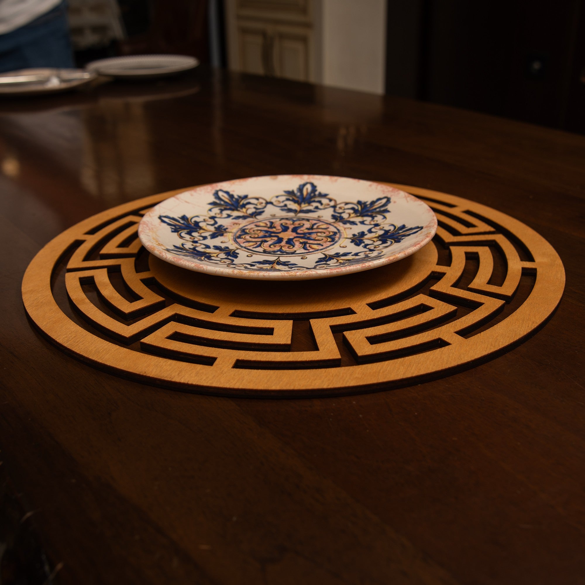 Conjunto de Bases de Pratos de madeira (4 peças)-Labyrinth-Mel