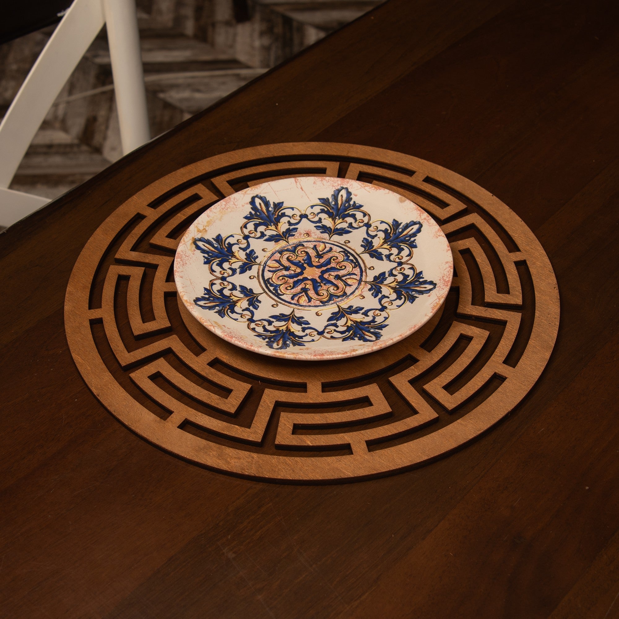 Conjunto de Bases de Pratos de madeira (4 peças)-Labyrinth-Noz
