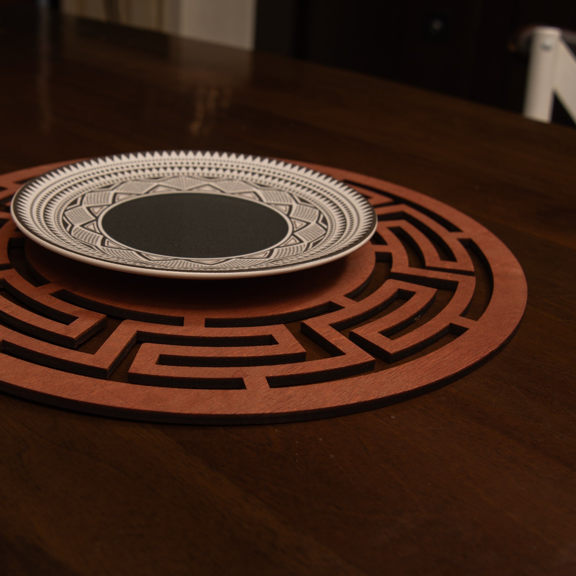 Conjunto de Bases de Pratos de madeira (4 peças)-Labyrinth-Rosa
