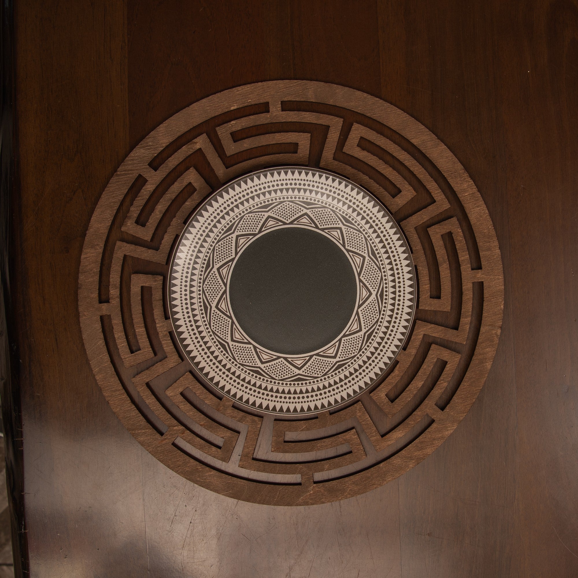 Conjunto de Bases de Pratos de madeira (4 peças)-Labyrinth-Wengué
