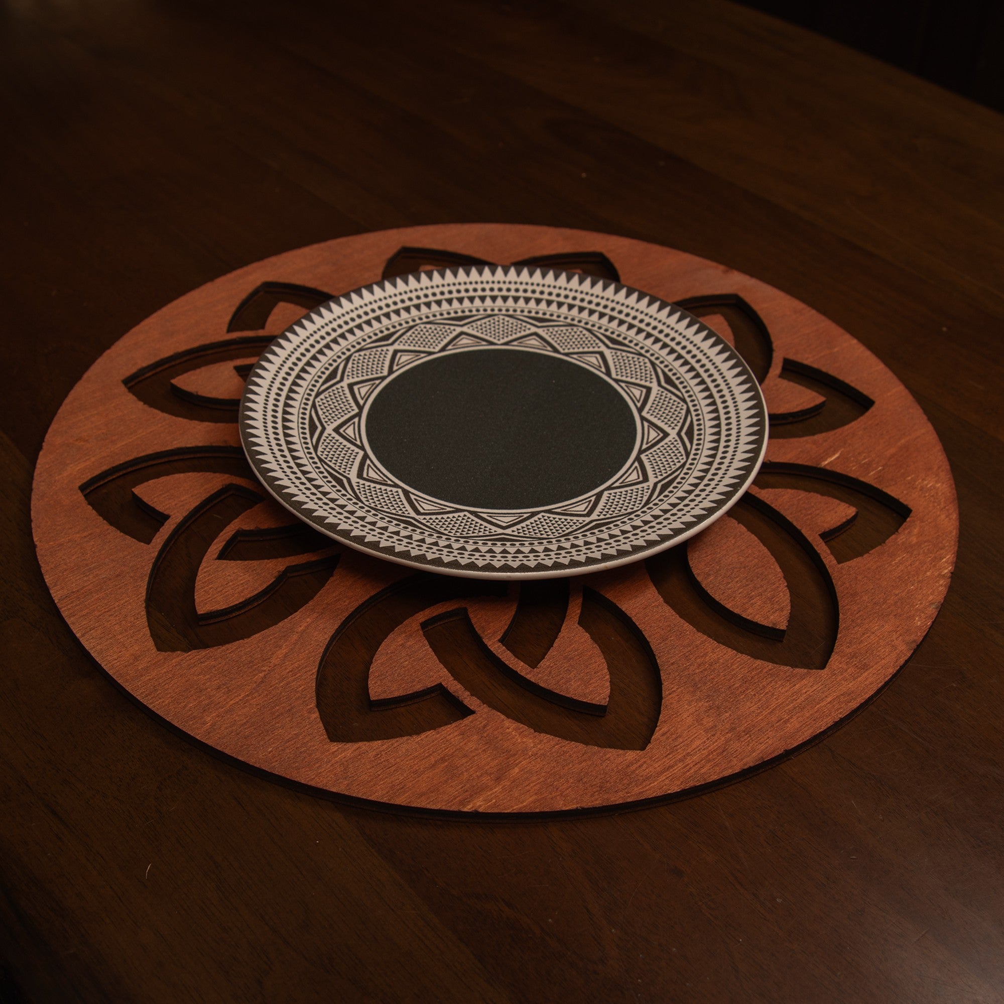 Conjunto de Bases de Pratos de madeira (4 peças)-Lugh-Rosa