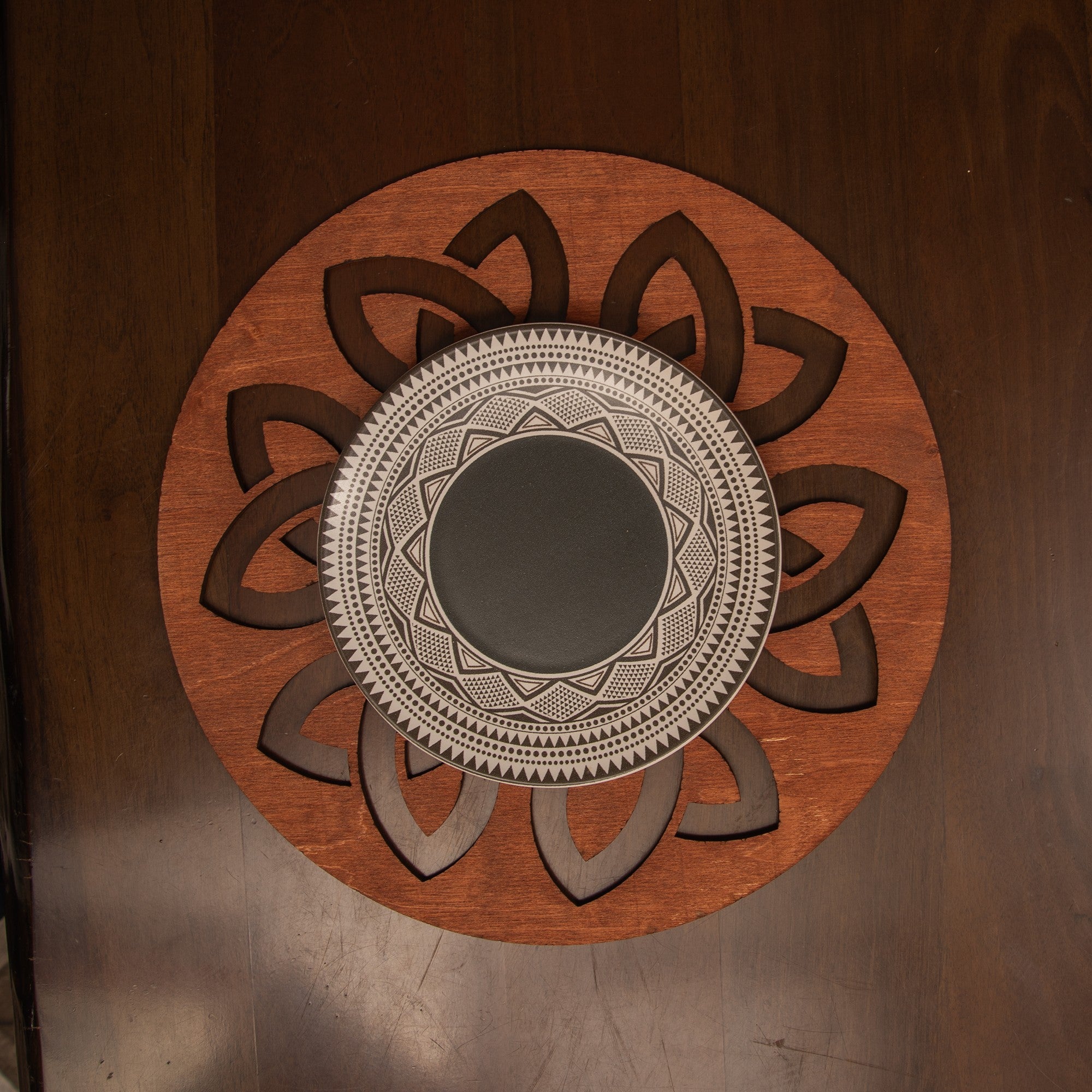 Conjunto de Bases de Pratos de madeira (4 peças)-Lugh-Rosa