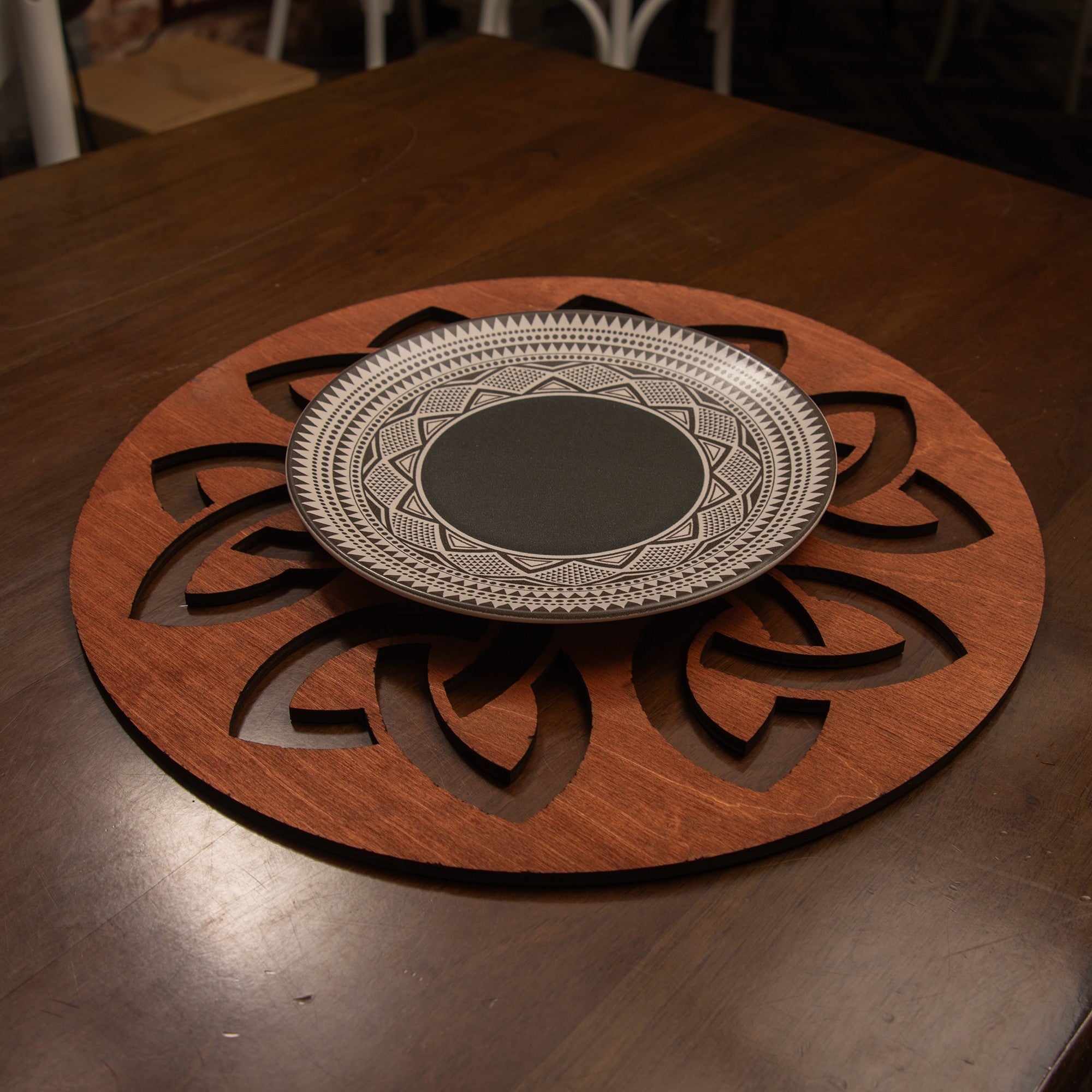 Conjunto de Bases de Pratos de madeira (4 peças)-Lugh-Rosa