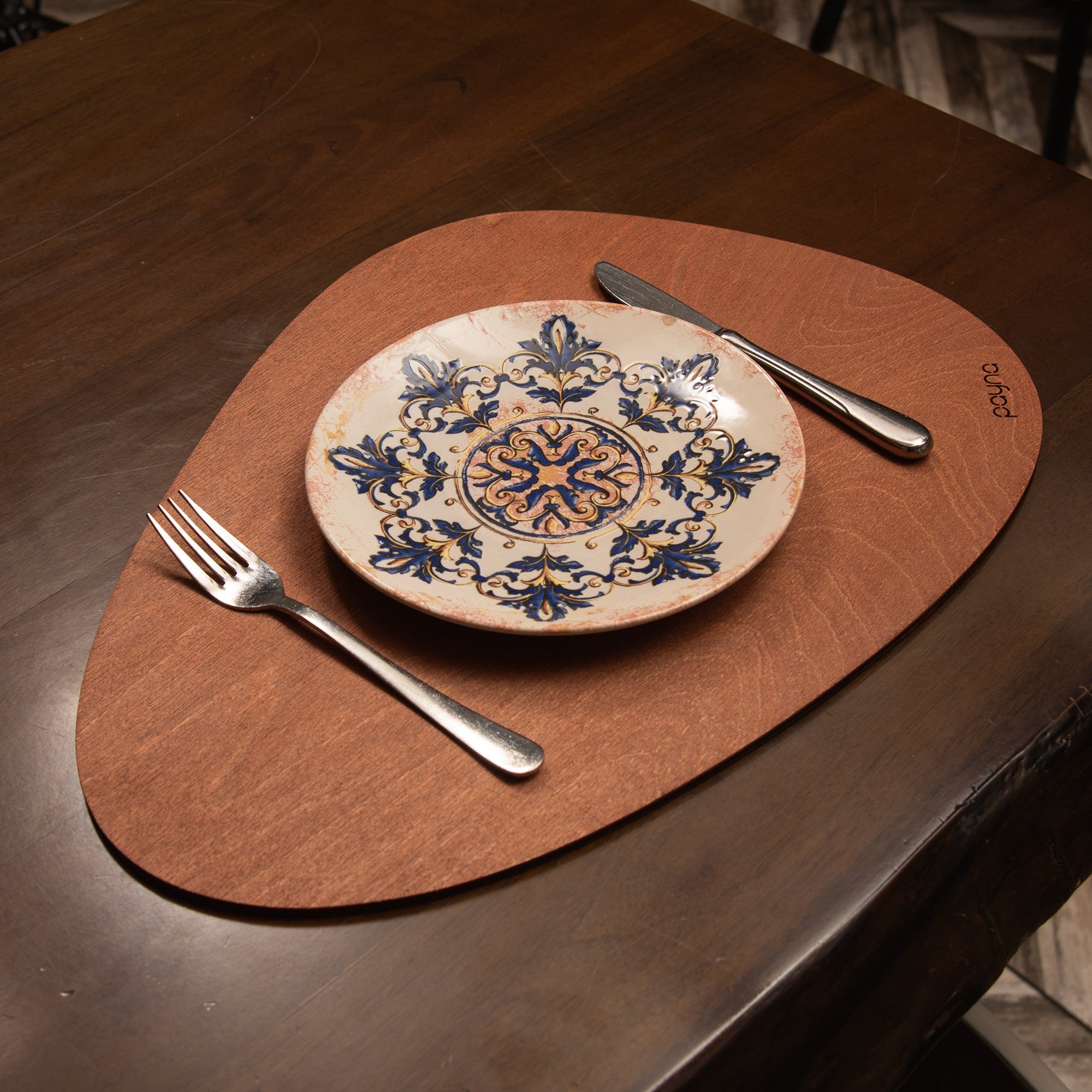Conjunto de Bases de Pratos de madeira (4 peças)-Pear-Rosa