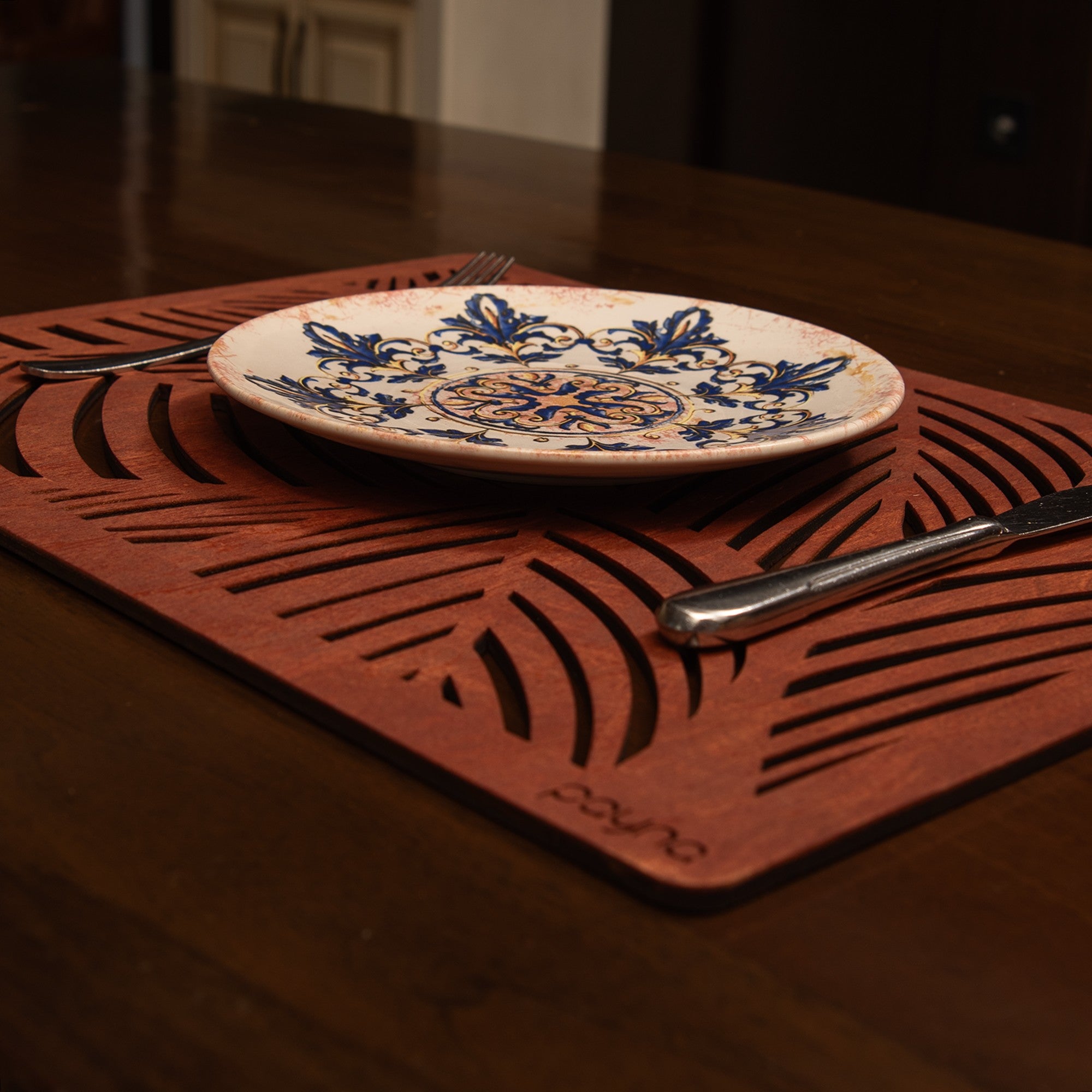 Conjunto de Bases de Pratos de madeira (4 peças)-Plane-Rosa
