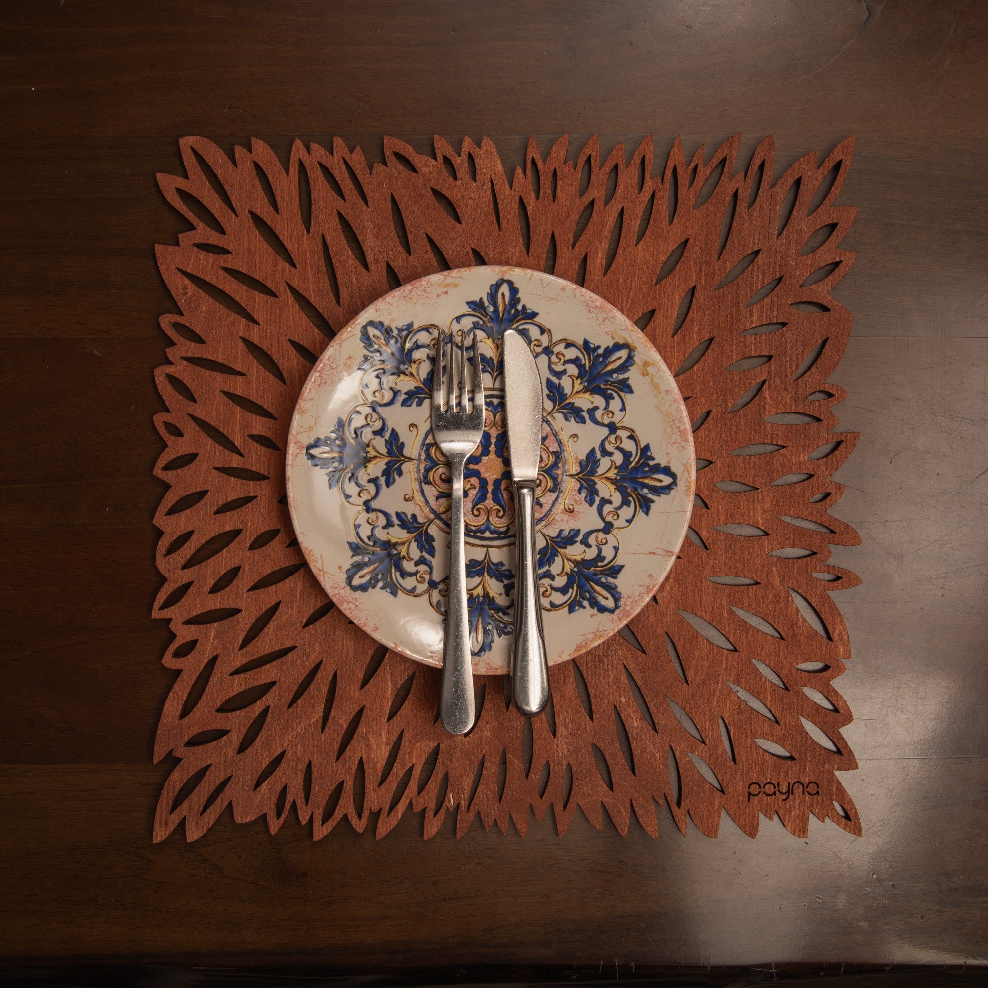 Conjunto de Bases de Pratos de madeira (4 peças)-Pointy-Rosa