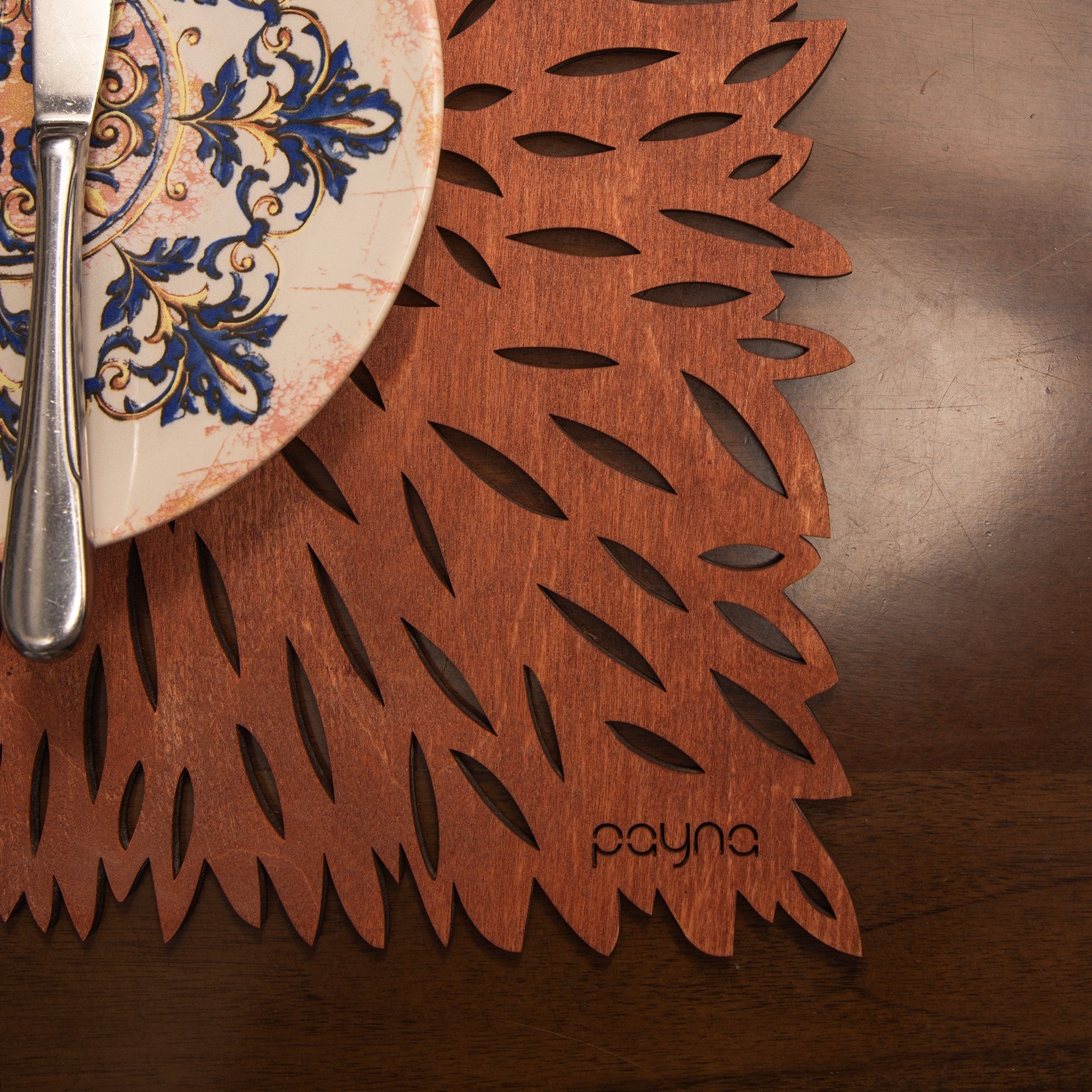 Conjunto de Bases de Pratos de madeira (4 peças)-Pointy-Rosa