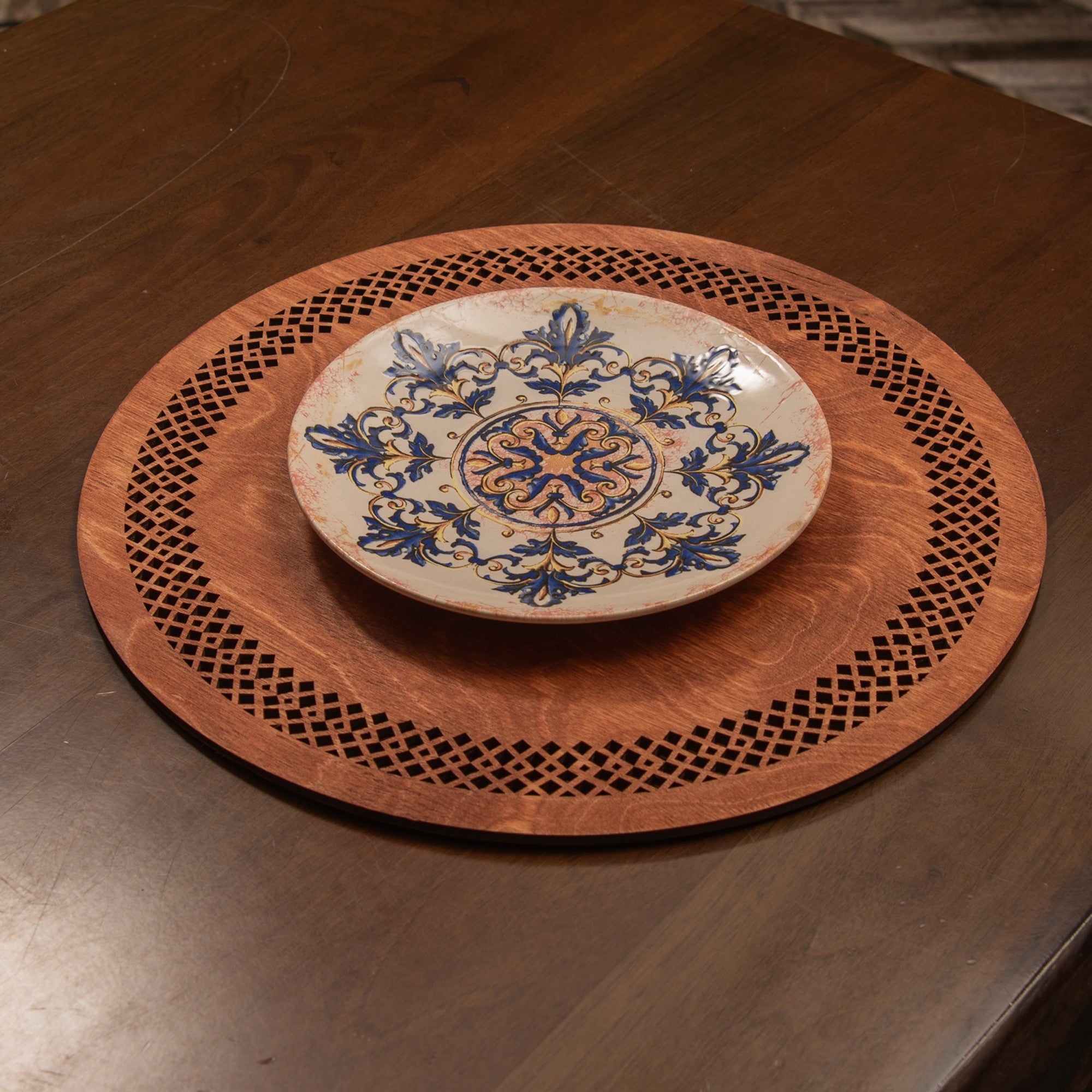 Conjunto de Bases de Pratos de madeira (4 peças)-Seljuk-Rosa