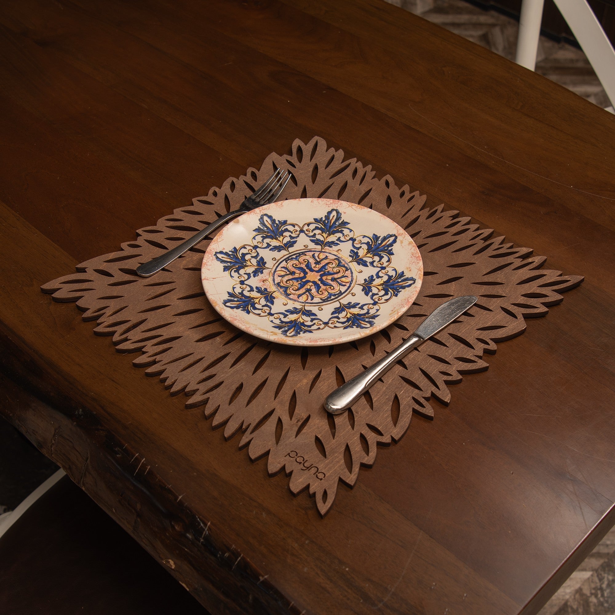 Conjunto de Bases de Pratos de madeira (6 peças)-Pointy-Wengué