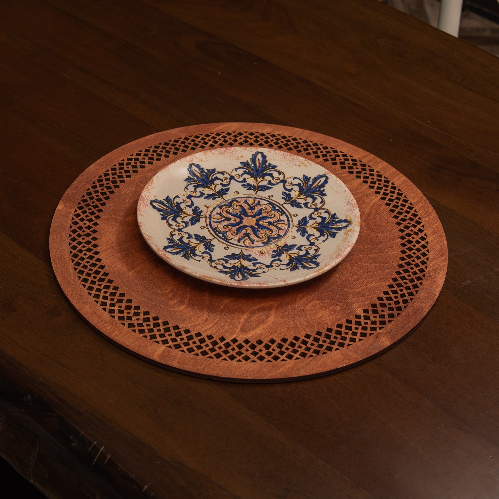 Conjunto de Bases de Pratos de madeira (6 peças)-Seljuk-Rosa