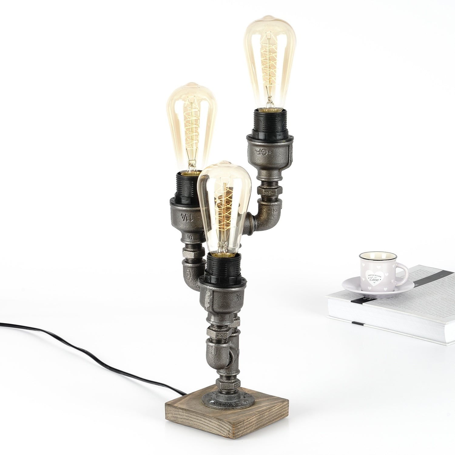 Candeeiro de Mesa – 30 x 15 x 15 cm – Preto – Ferro