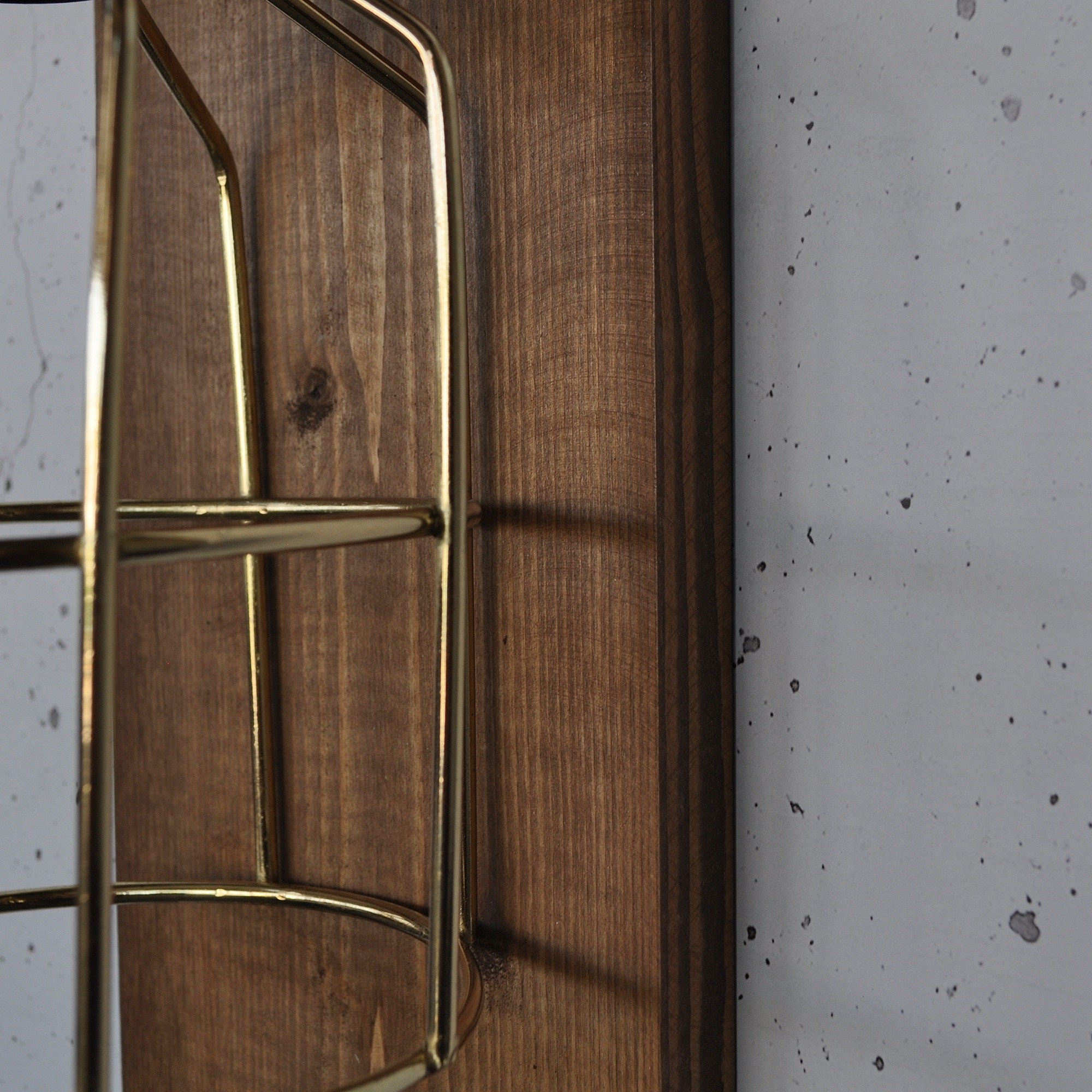 Candeeiro de Parede – 40 x 14 x 16 cm – Madeira e Ouro Rosa – Madeira Maciça