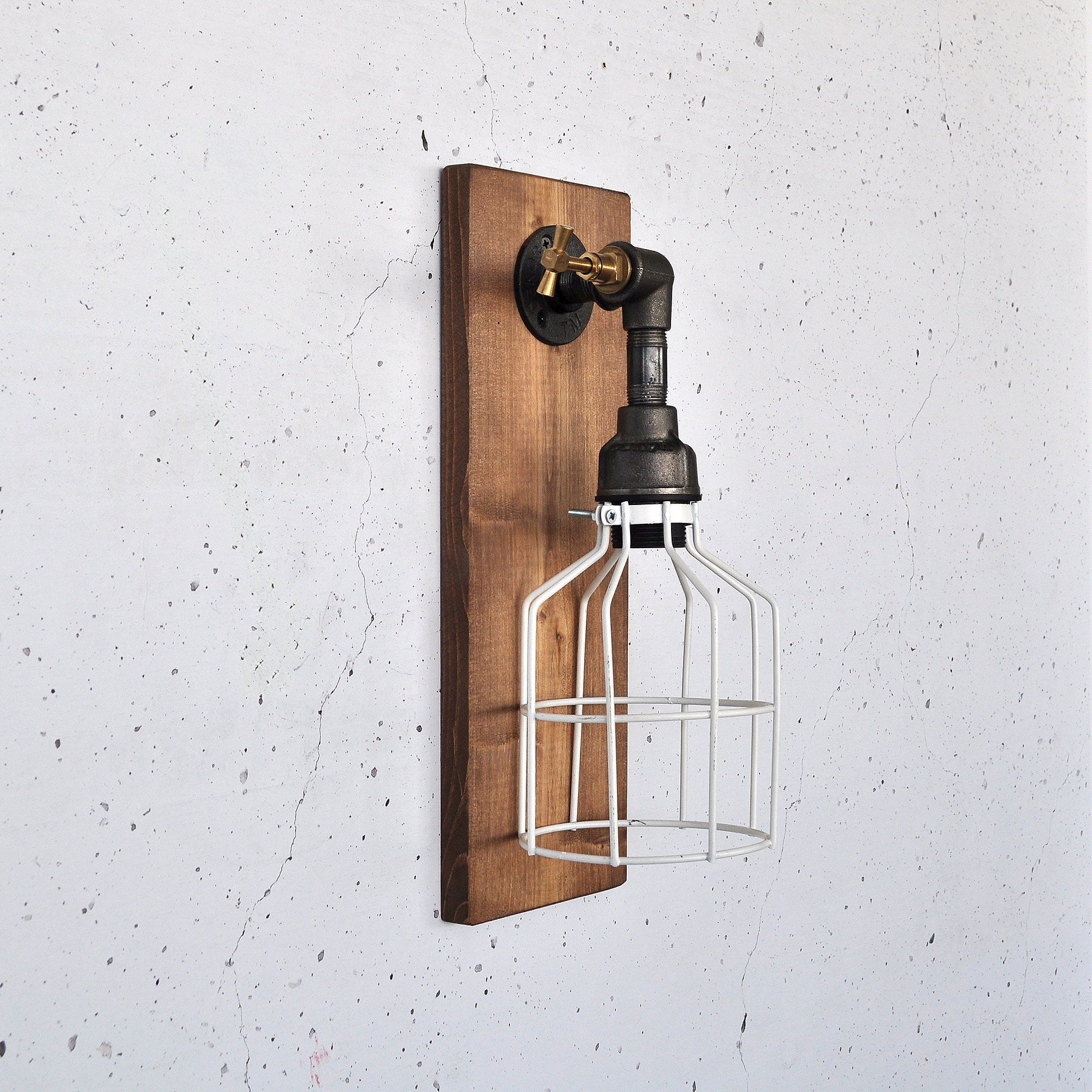 Candeeiro de Parede – 40 x 14 x 16 cm – Preto – Madeira Maciça