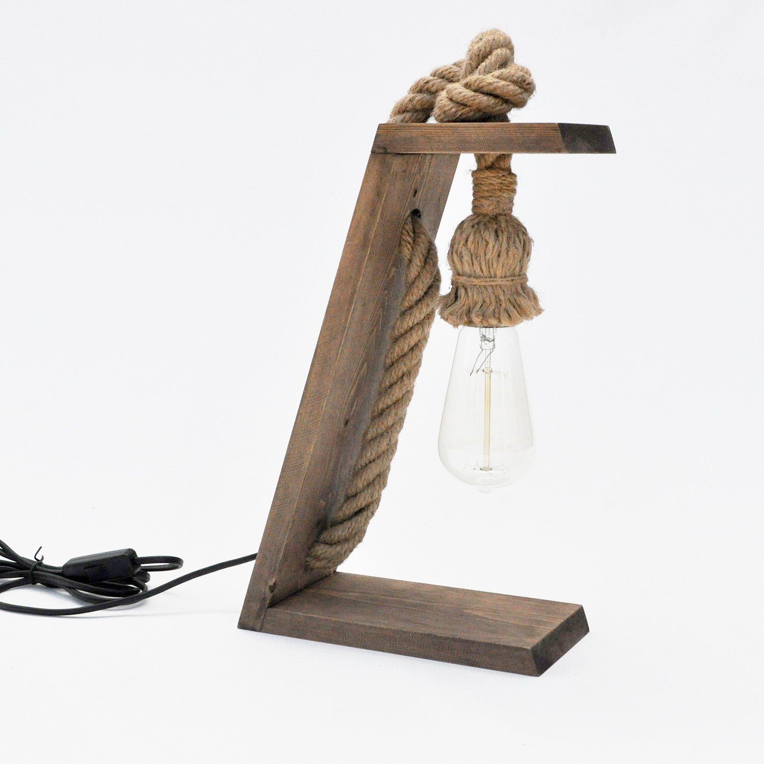 Candeeiro de mesa – 10 x 20 x 35 cm – Nogueira – madeira de pinho