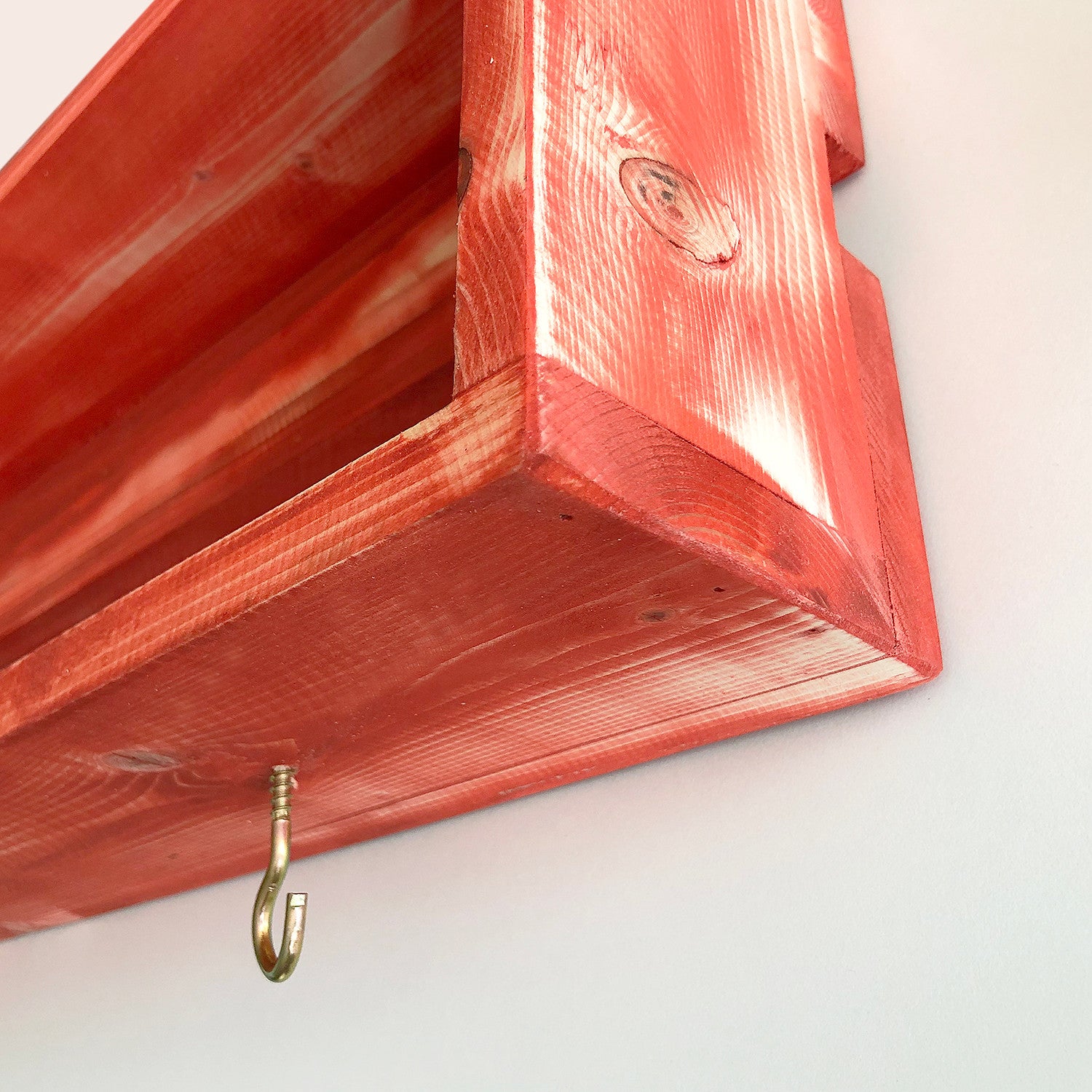 Prateleira de cozinha – 70 cm x 21 cm x 10 cm – Vermelho – Madeira de abeto