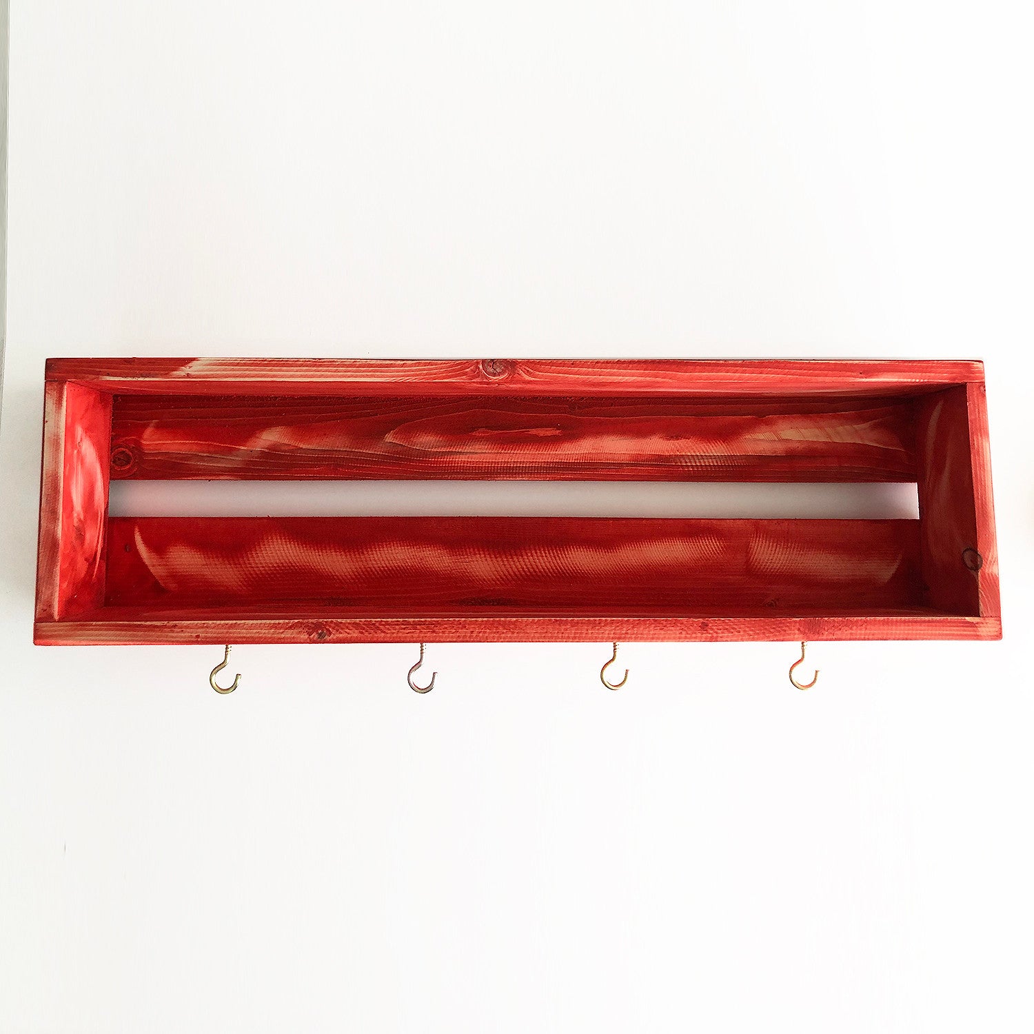 Prateleira de cozinha – 70 cm x 21 cm x 10 cm – Vermelho – Madeira de abeto