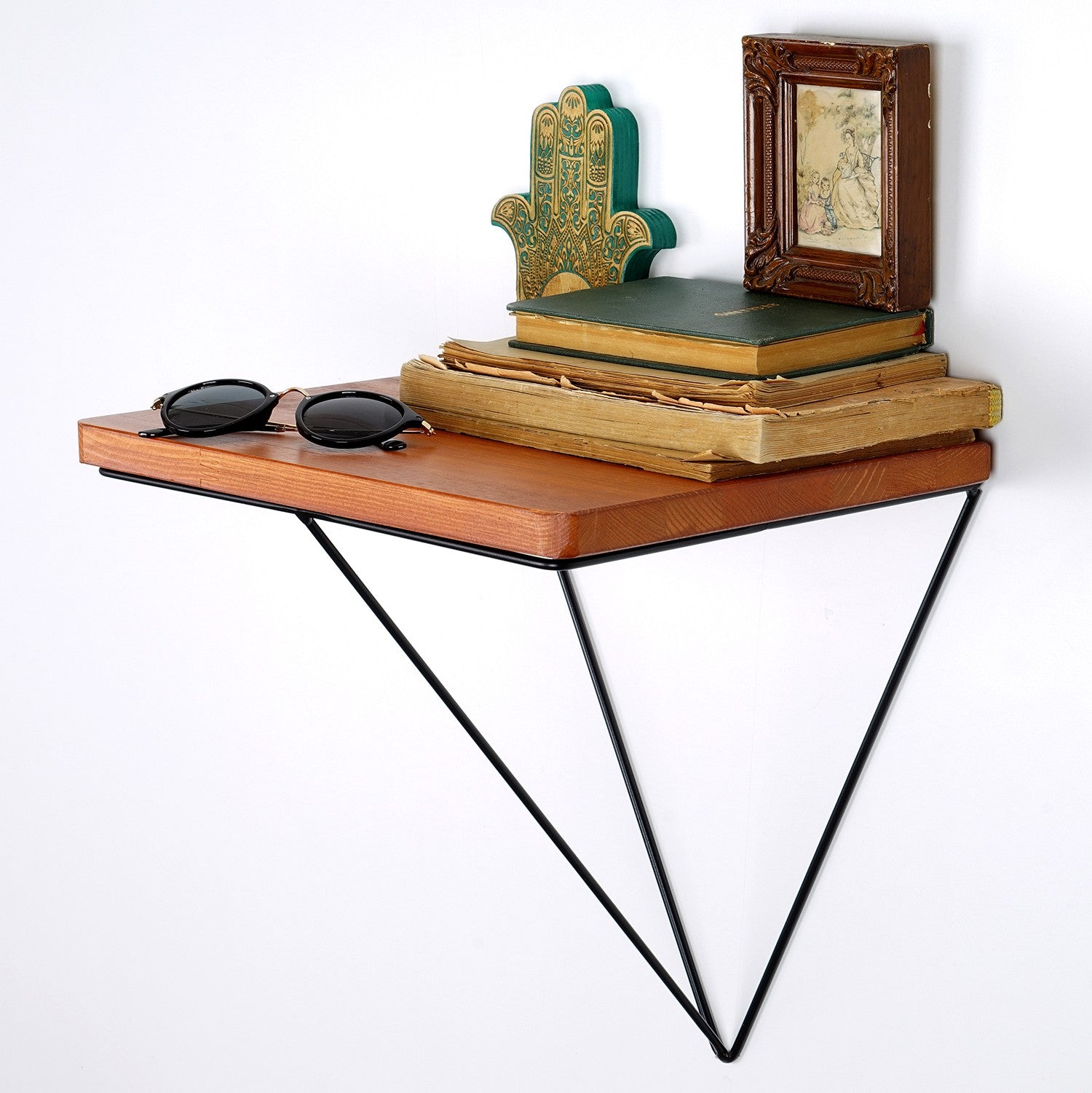 Prateleira de parede de madeira decorativa-WR037-Nogueira
Preto