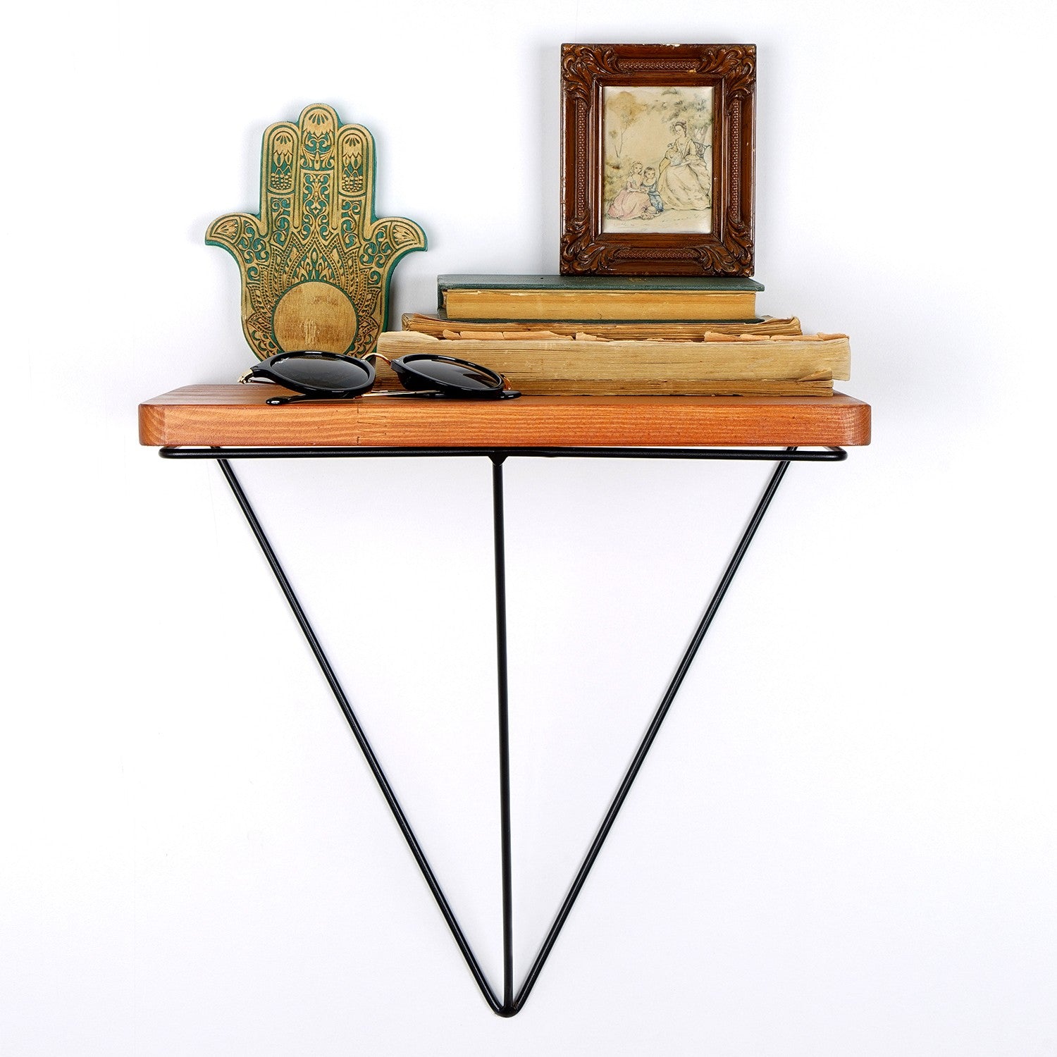 Prateleira de parede de madeira decorativa-WR037-Nogueira
Preto