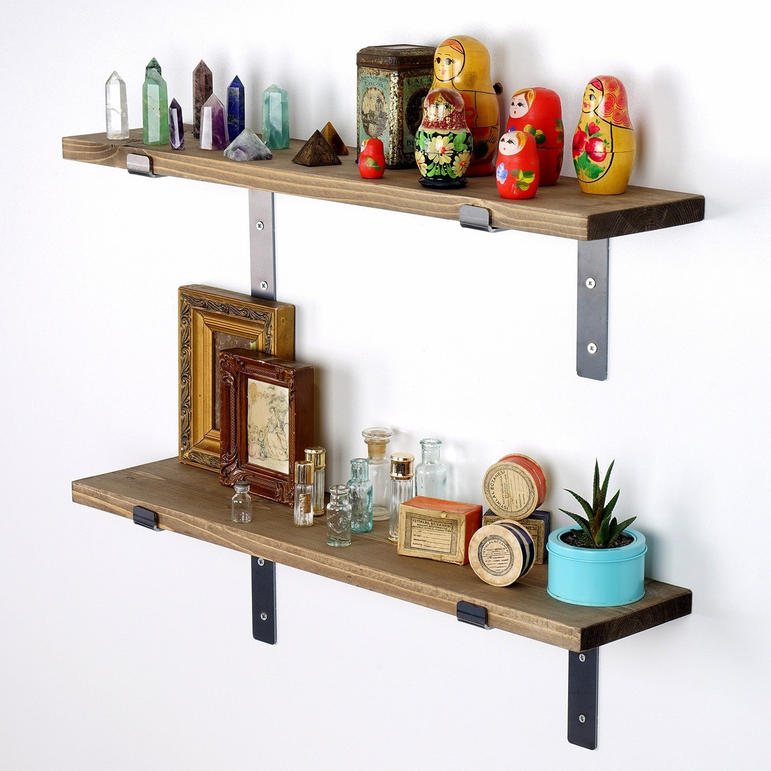 Prateleira de parede de madeira decorativa-LAM006-Nogueira
Preta