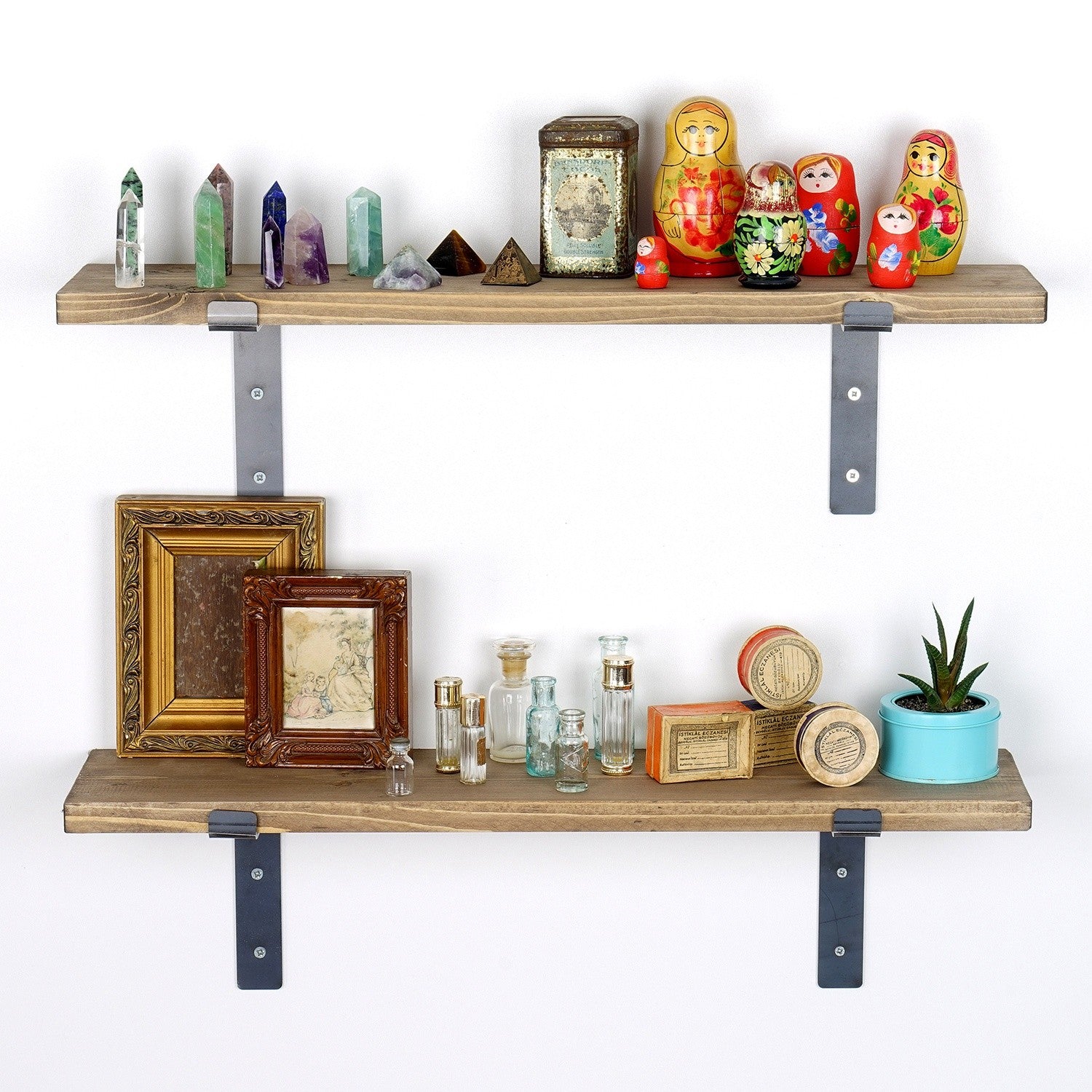 Prateleira de parede de madeira decorativa-LAM006-Nogueira
Preta