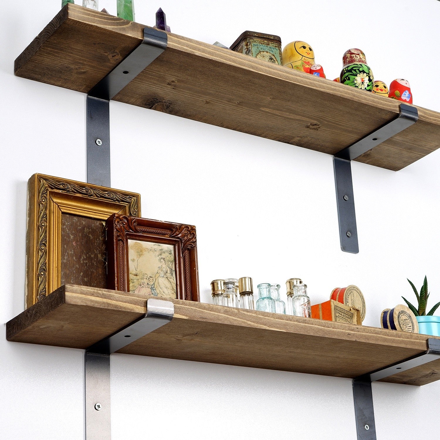 Prateleira de parede de madeira decorativa-LAM006-Nogueira
Preta