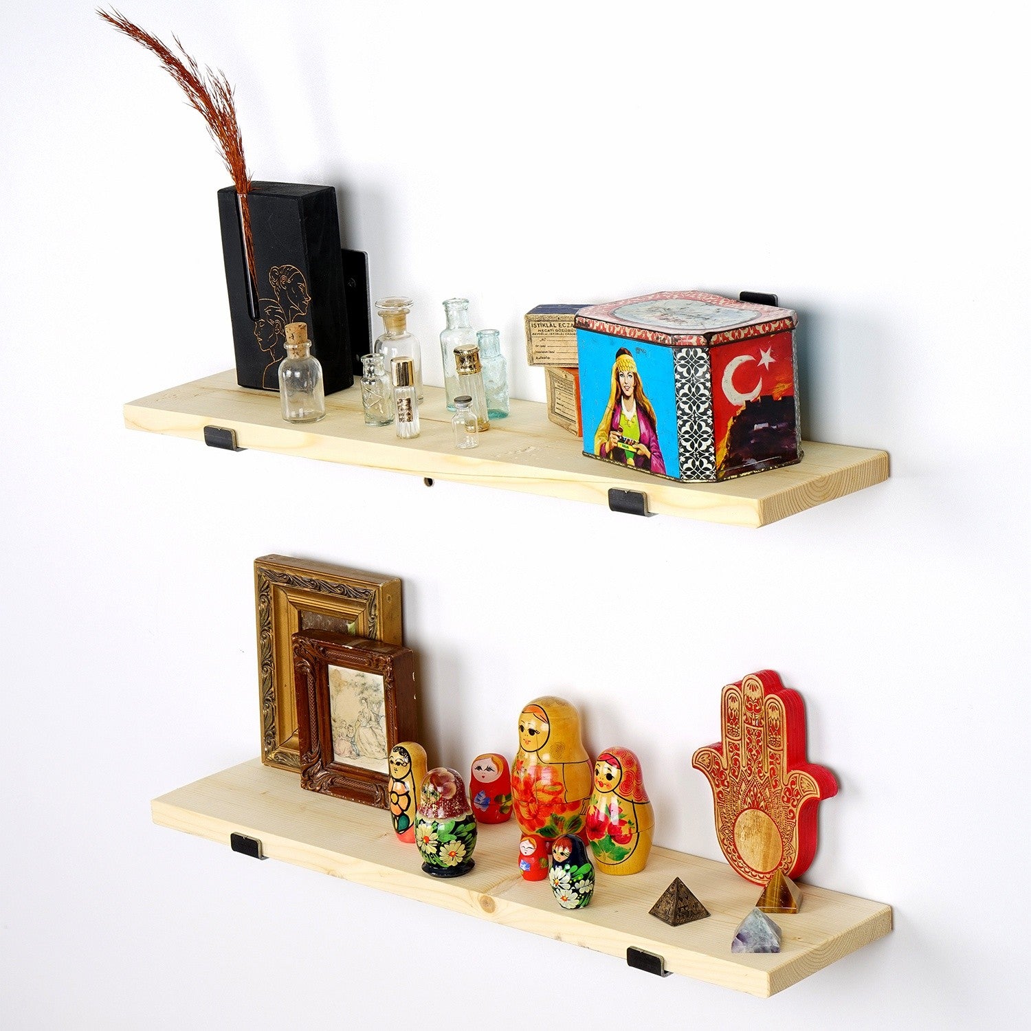 Prateleira de parede de madeira decorativa-LAM008-Carvalho
Negro