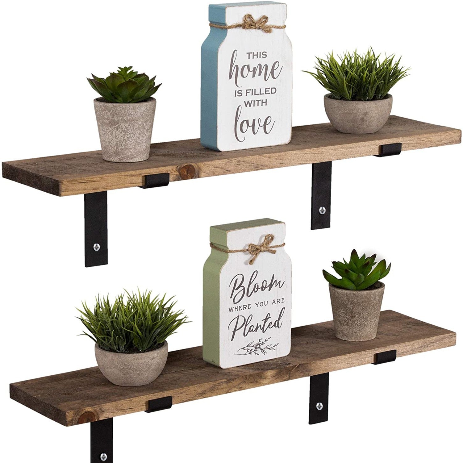 Prateleira de parede de madeira decorativa-LAM022-Noz
