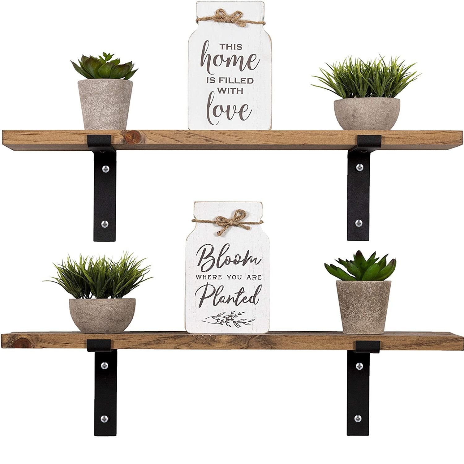 Prateleira de parede de madeira decorativa-LAM022-Noz