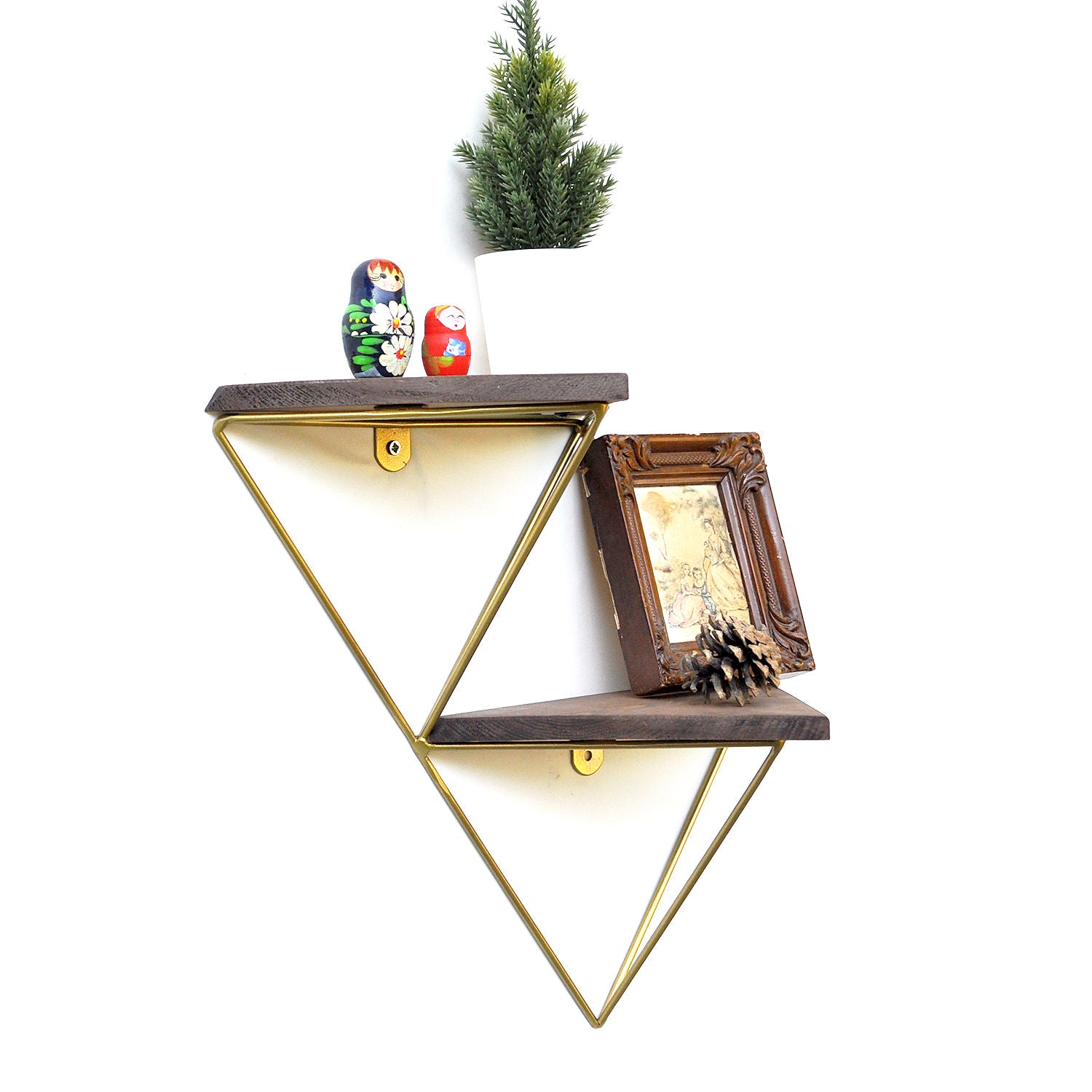 Prateleira de parede de madeira decorativa-WR075-Nogueira
Ouro