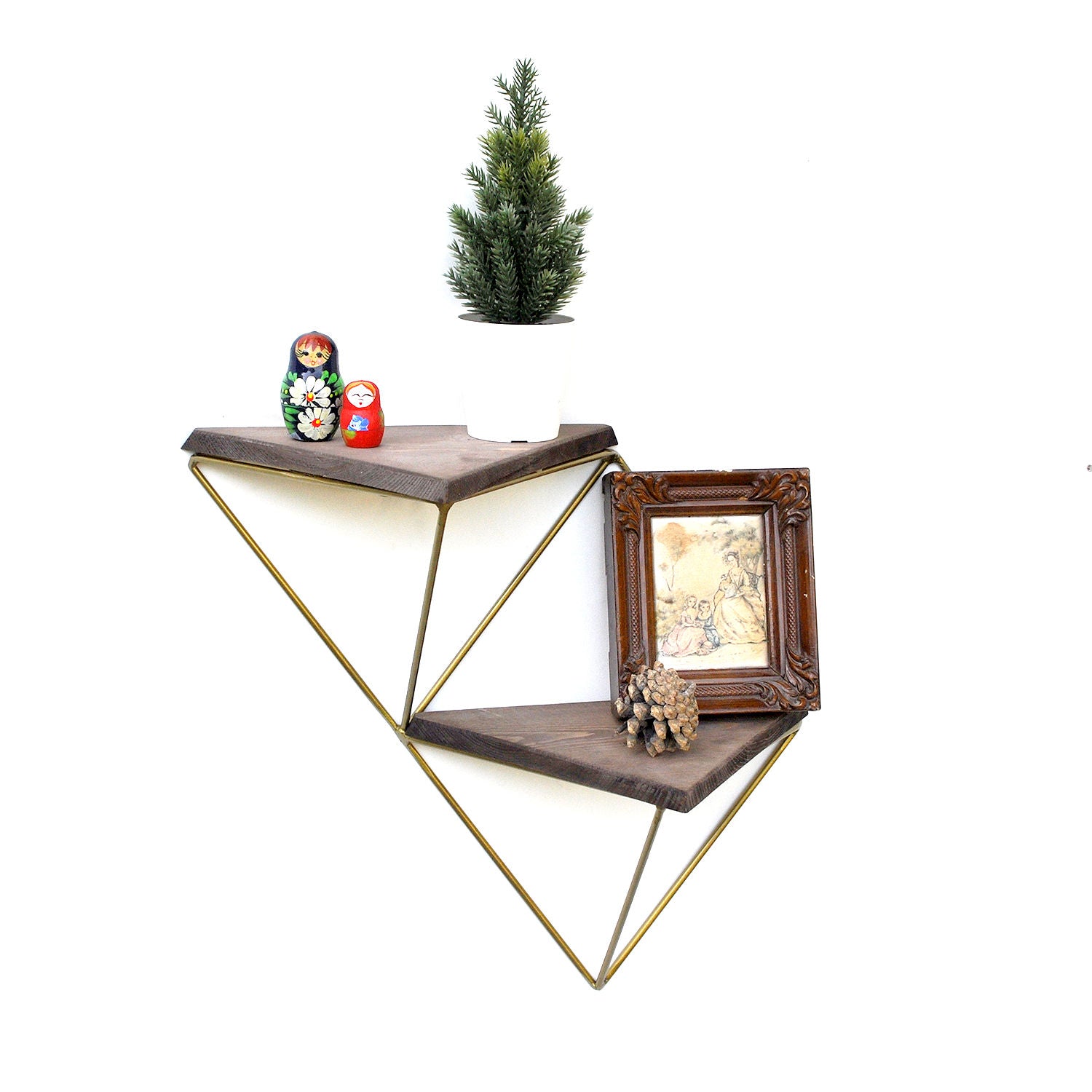 Prateleira de parede de madeira decorativa-WR075-Nogueira
Ouro