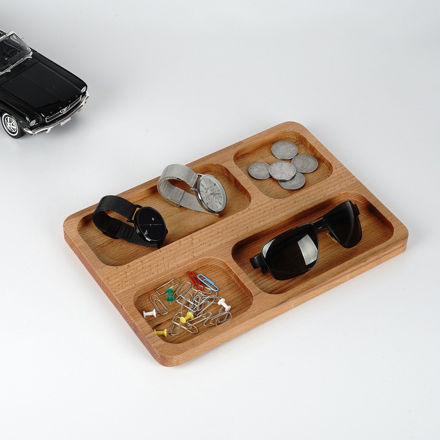 Organizador de Secretária – 27 cm x 20 cm x 2 cm – Cor(es) de madeira – Madeira 100% maciça