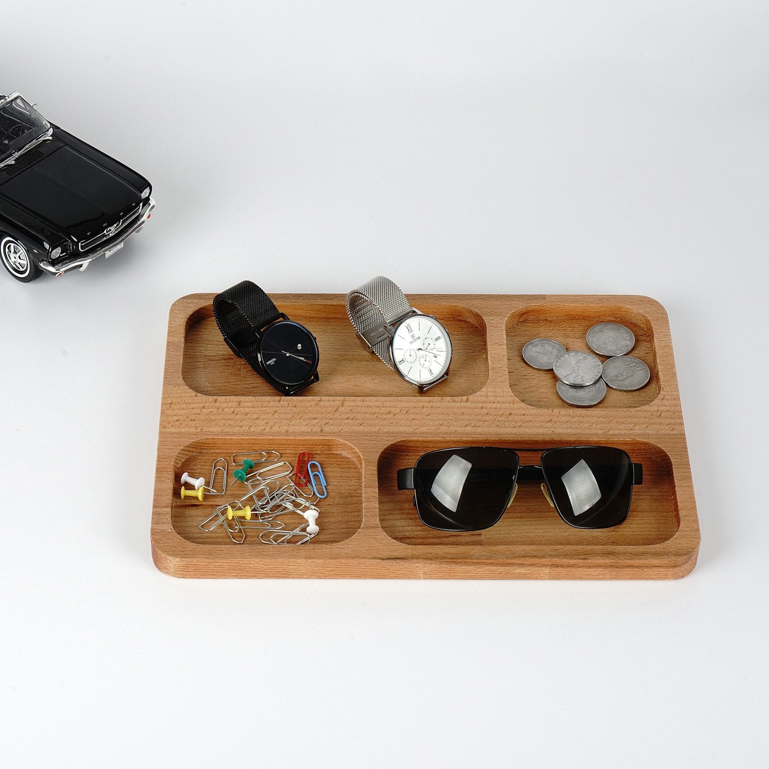 Organizador de Secretária – 27 cm x 20 cm x 2 cm – Cor(es) de madeira – Madeira 100% maciça