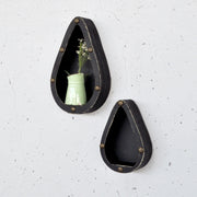 Prateleira de parede de madeira decorativa-Raf291-Preto