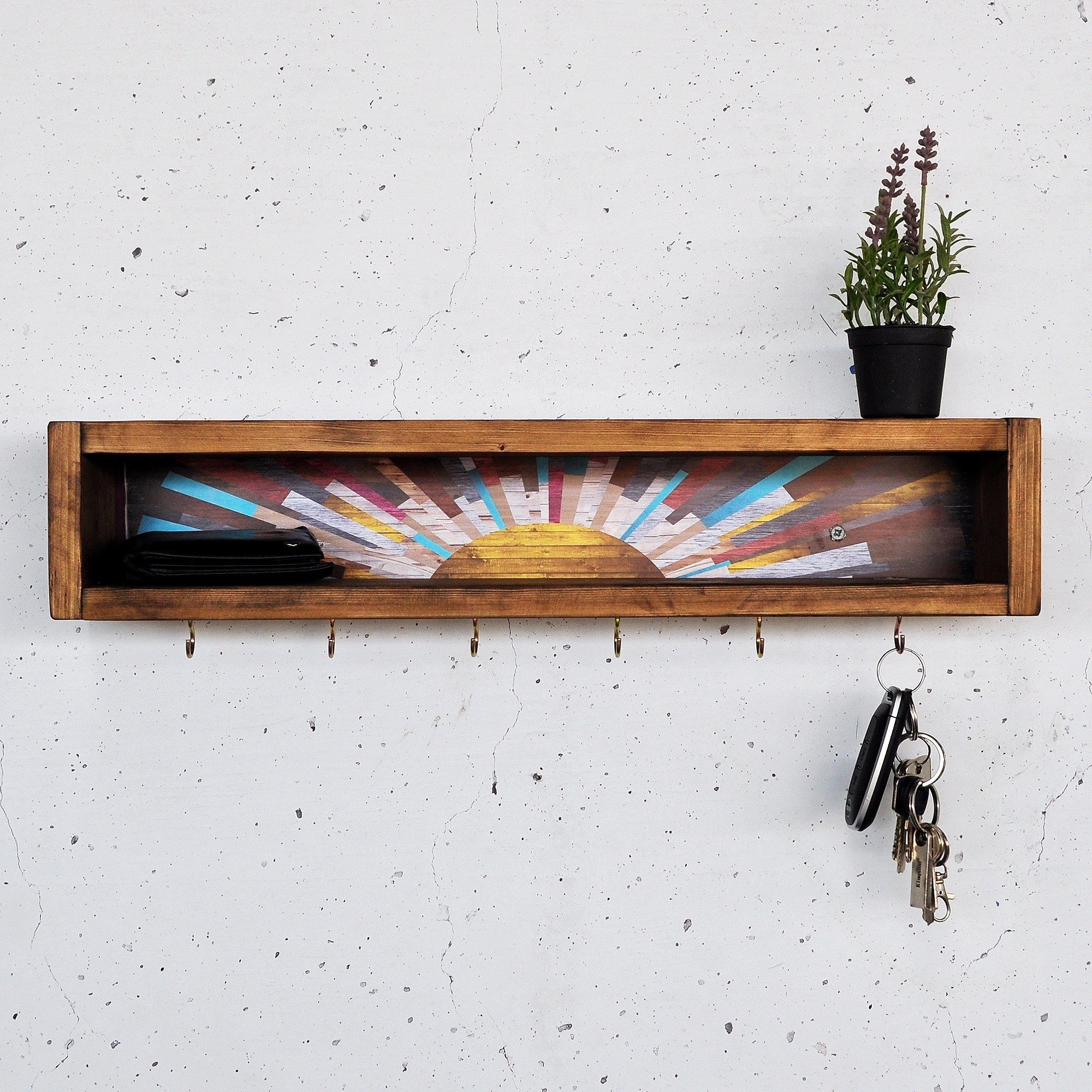 Prateleira de parede decorativa de madeira, 40 x 10 x 10 cm | 100% madeira maciça, montável na parede | Acabamento elegante em madeira para decoração e organização da casa