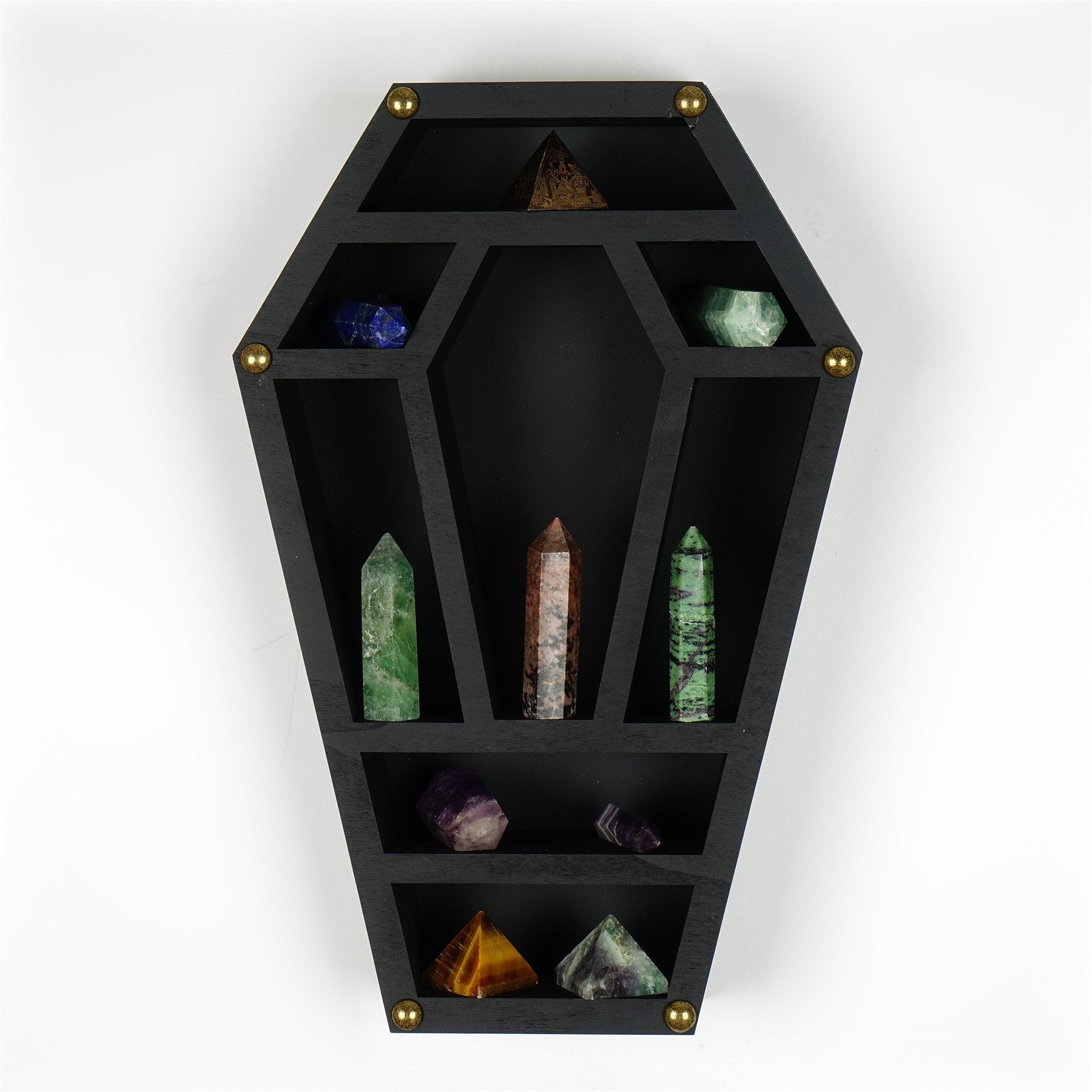 Prateleira de parede de madeira decorativa-CRY038-Preto