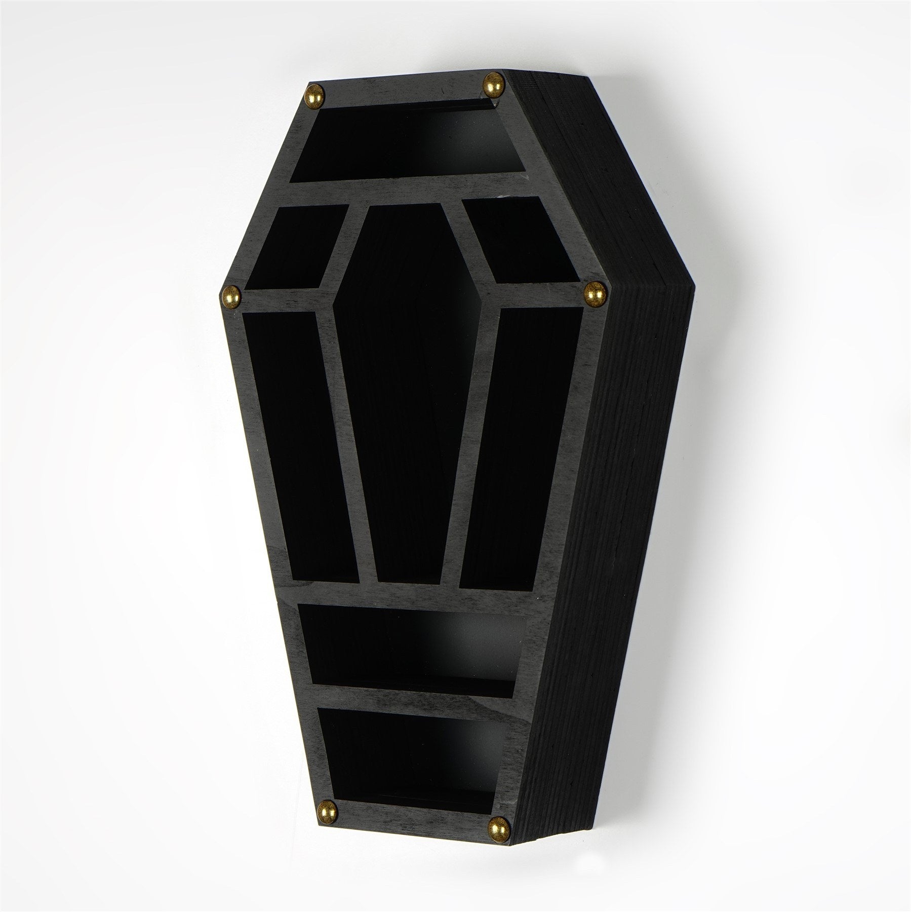 Prateleira de parede de madeira decorativa-CRY038-Preto