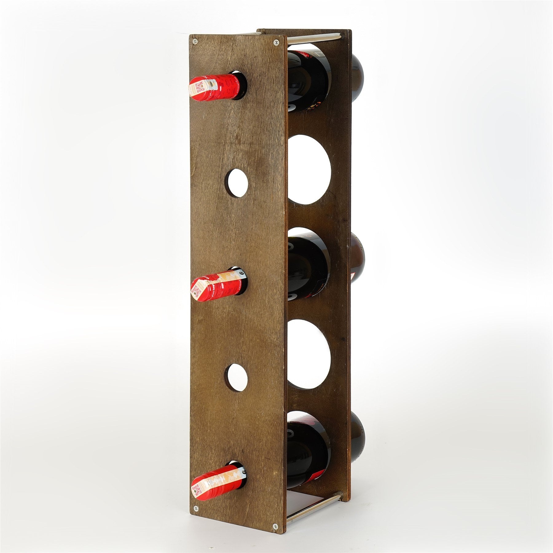 Garrafeira decorativa de madeira – 60 cm x 14 cm x 15 cm – cor nogueira