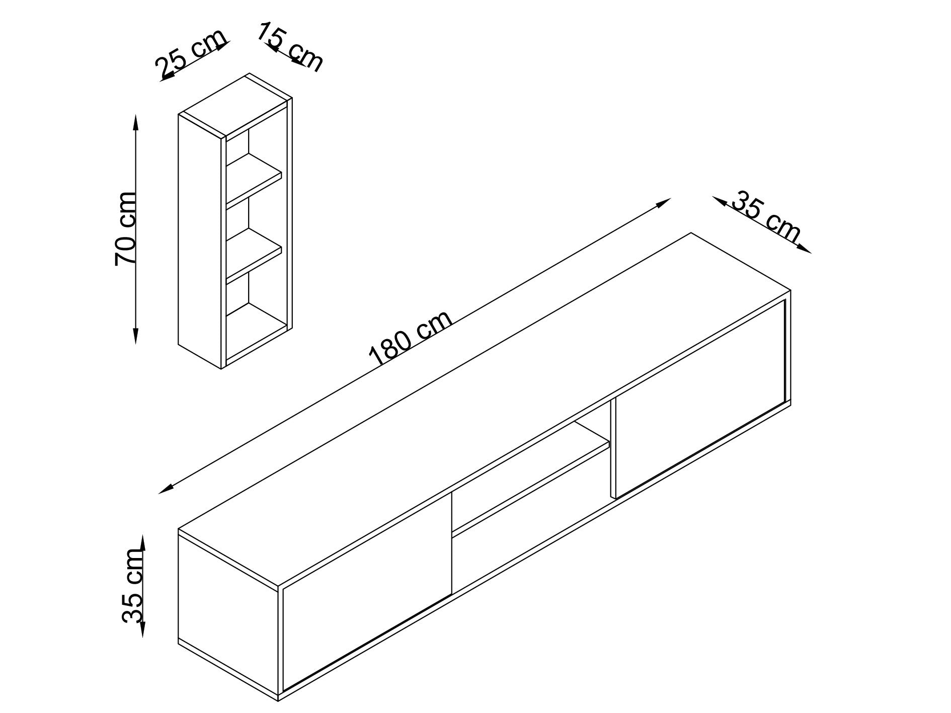 Móvel de TV – 180 cm x 35 cm x 35 cm – Carvalho Safira – MDF