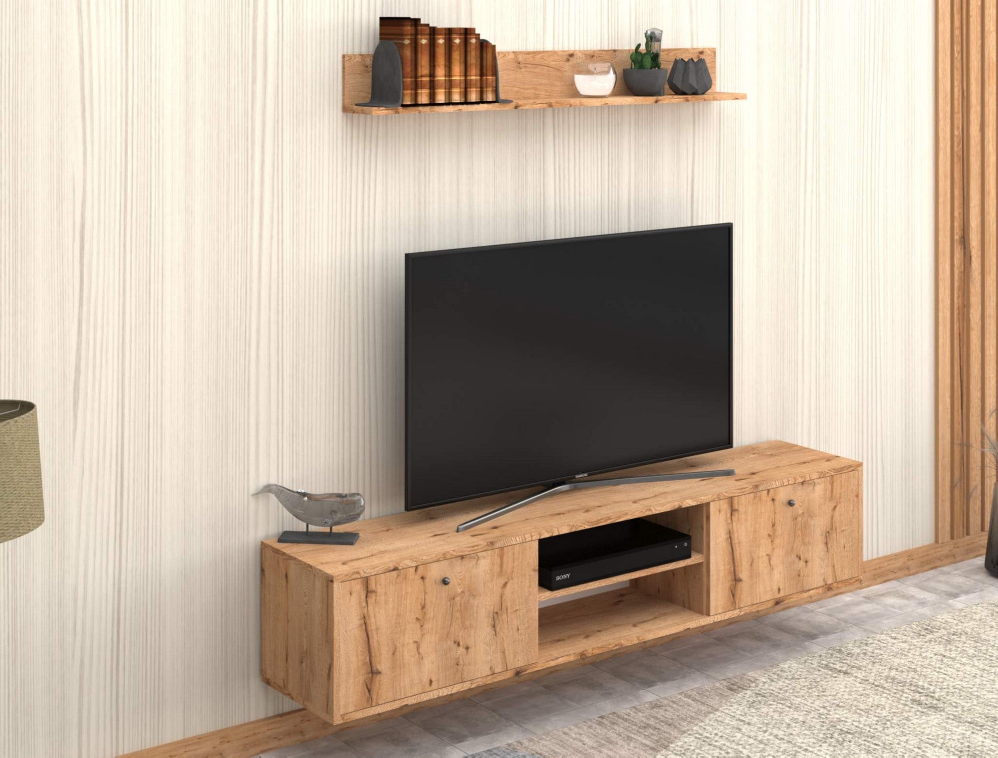 Estante para TV – 180 cm x 35 cm x 35 cm – Carvalho Safira – MDF